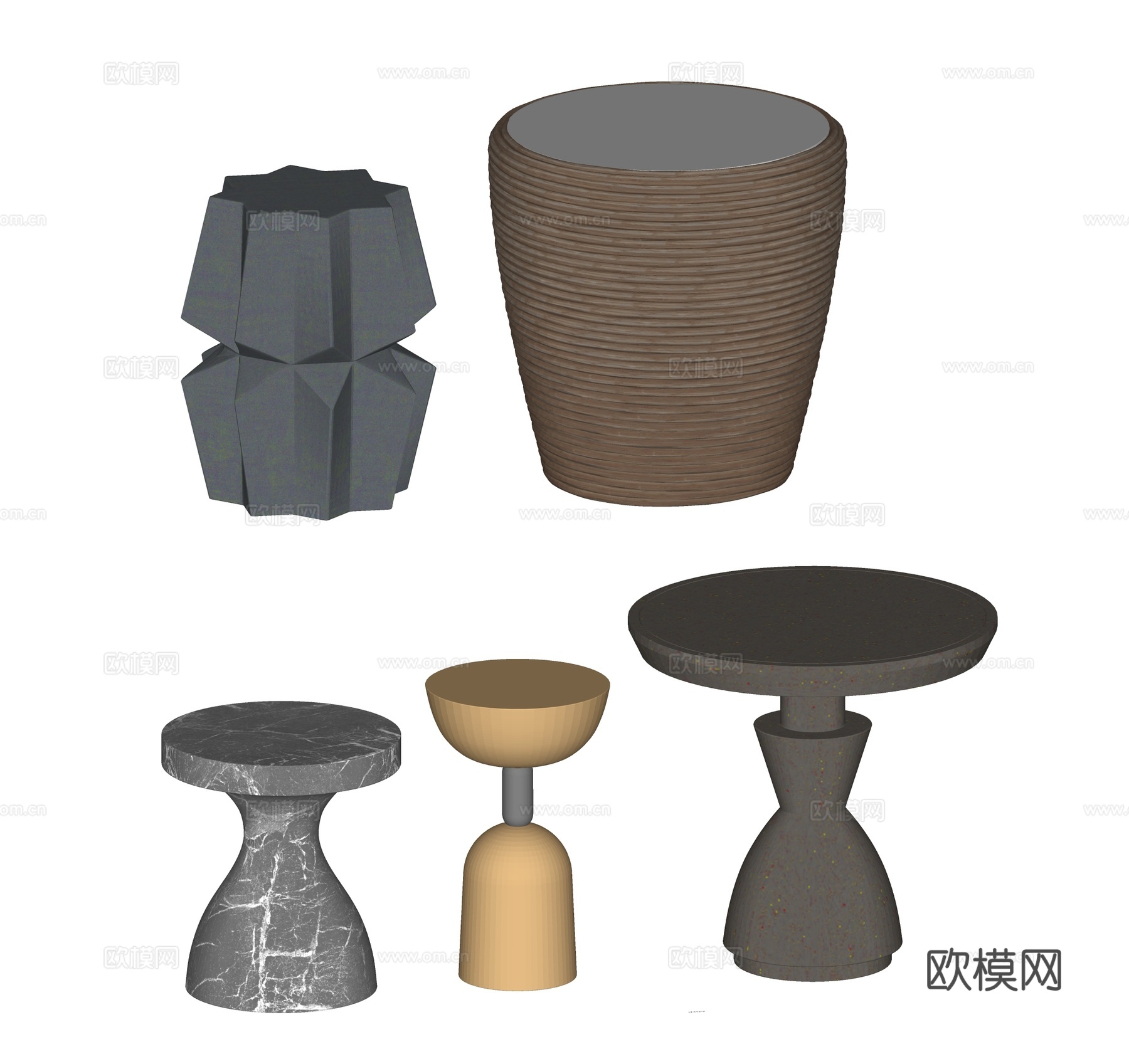 现代茶几su模型下载
