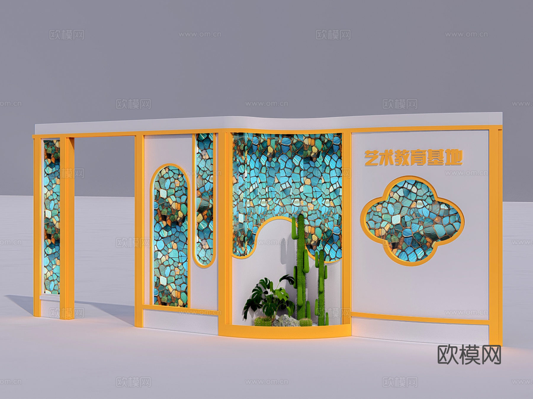 现代简约 网红打卡 入口大门 景墙 围墙su模型下载
