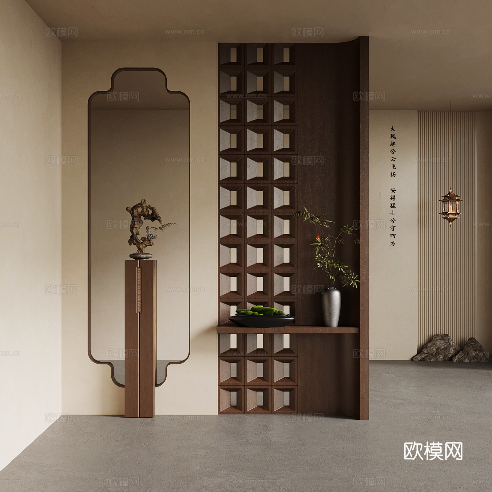 06新中式玄关隔断 宋氏玄关3d模型