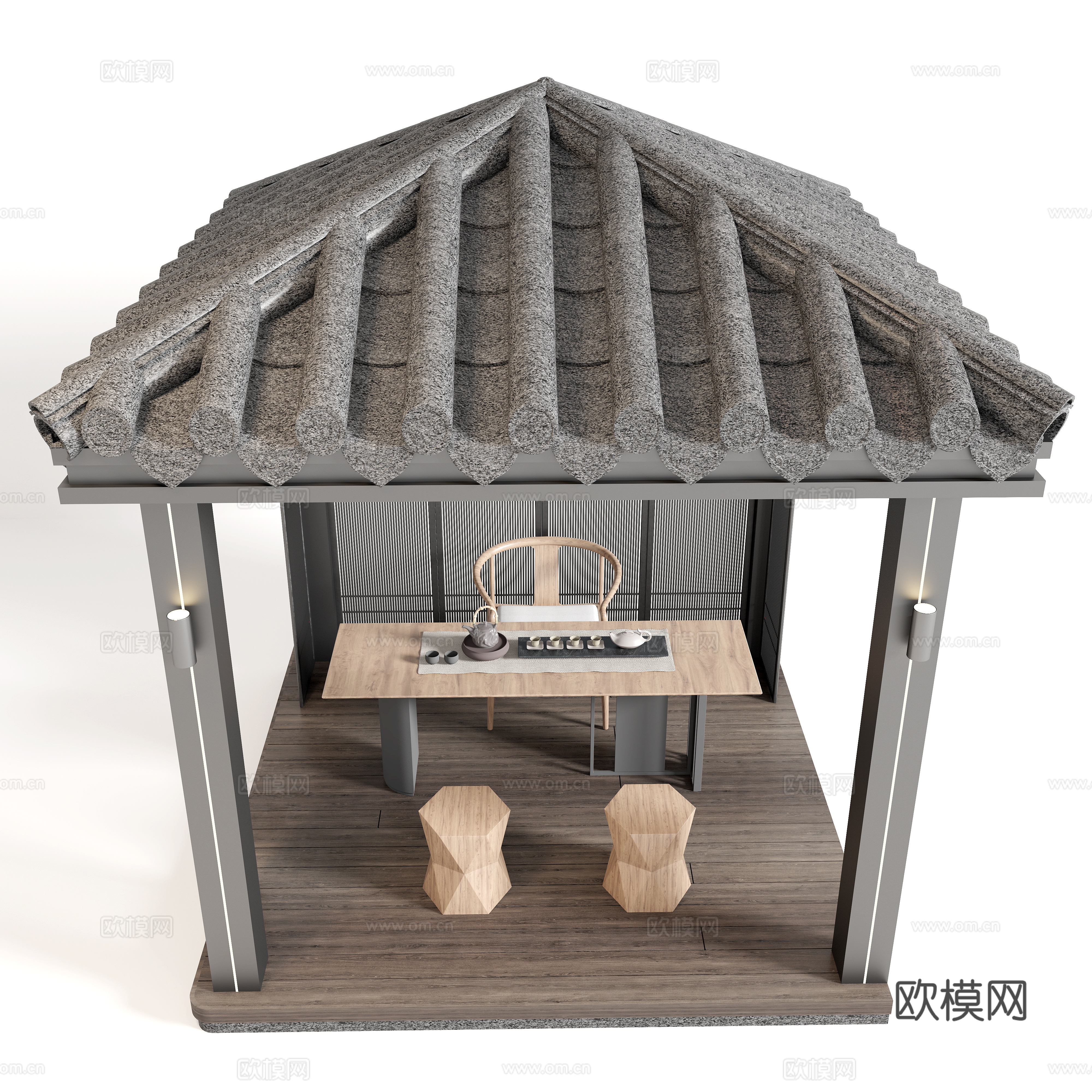 新中式凉亭3d模型