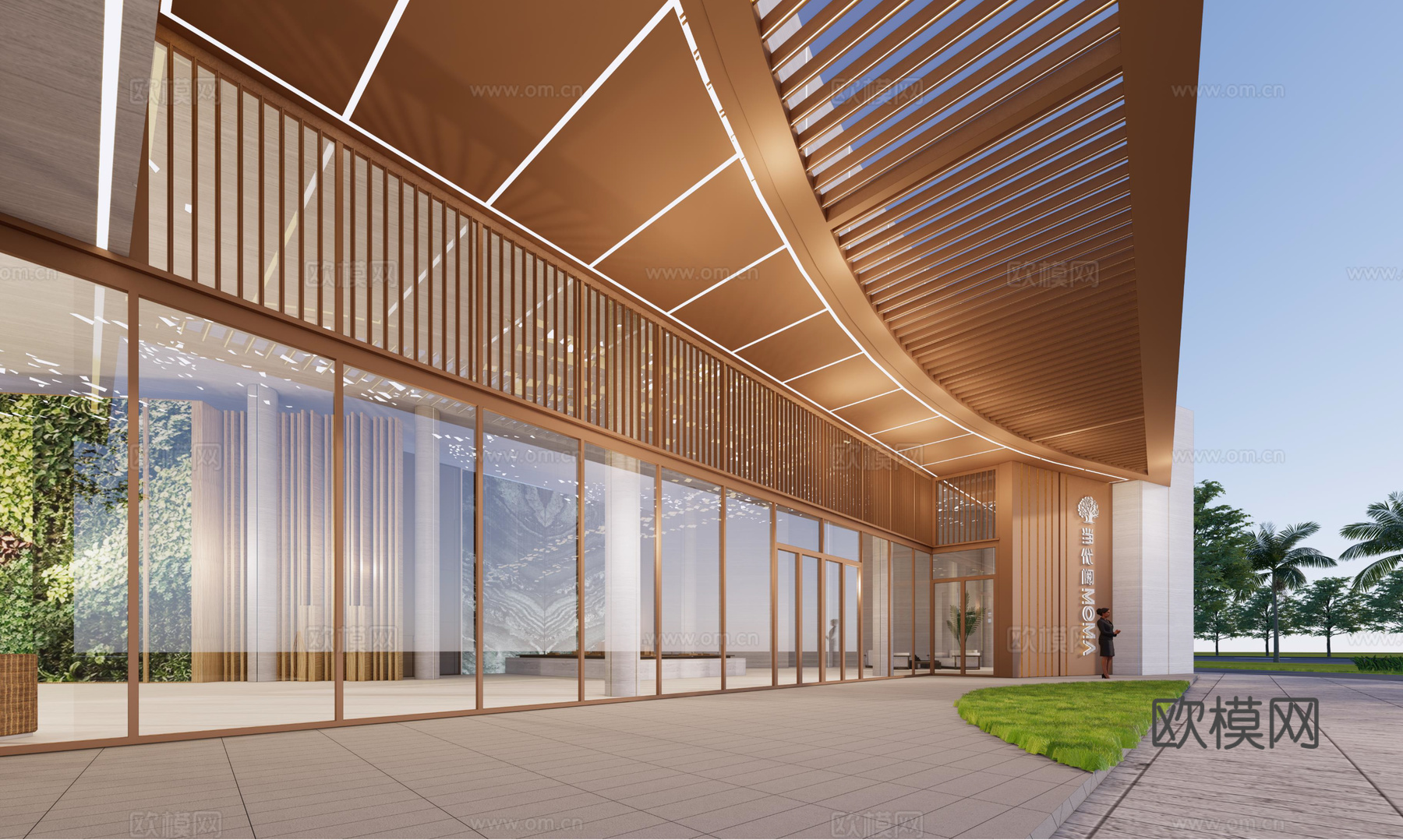 现代售楼处建筑外观su模型下载