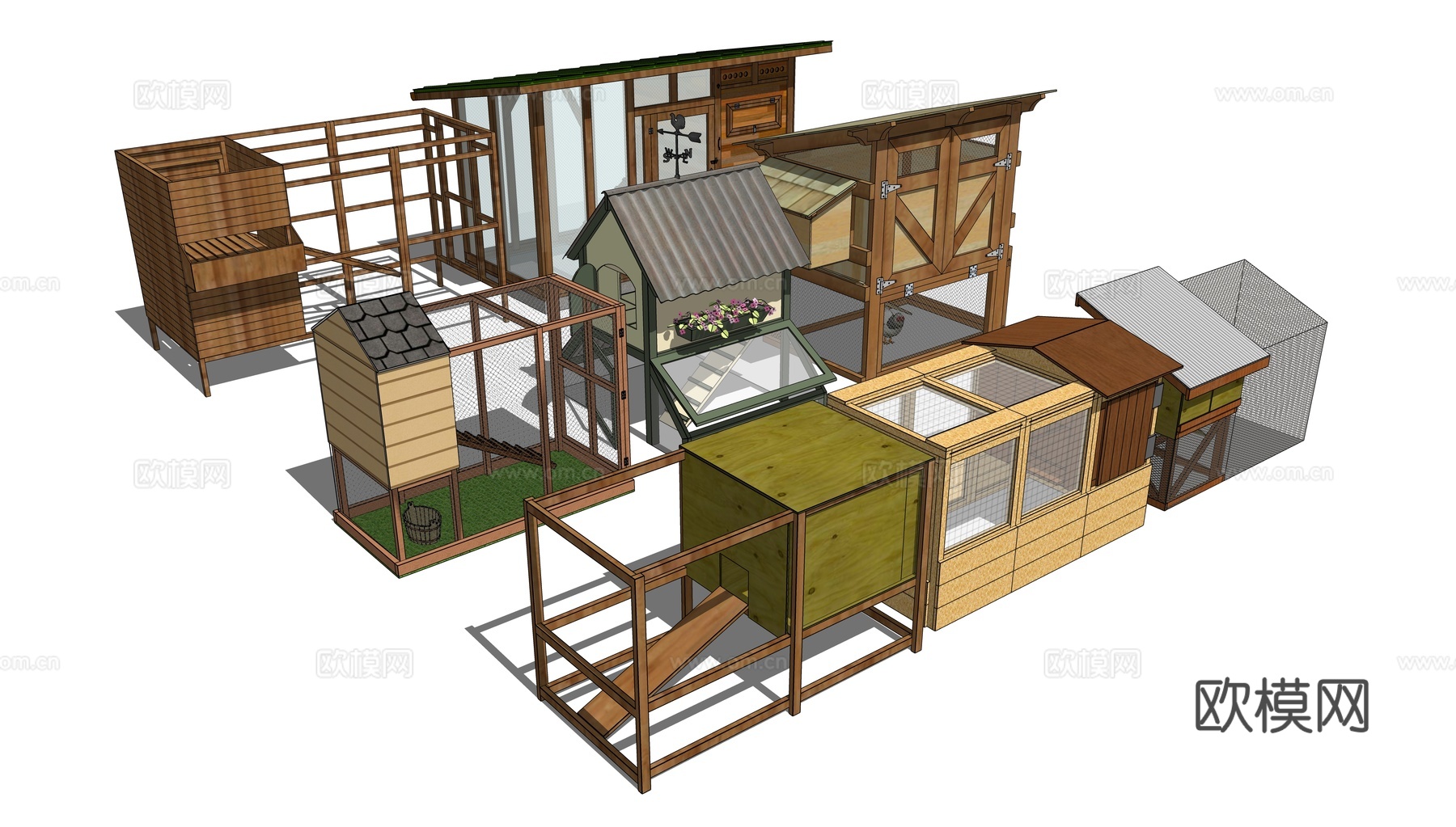 现代鸡舍鸡窝su模型下载