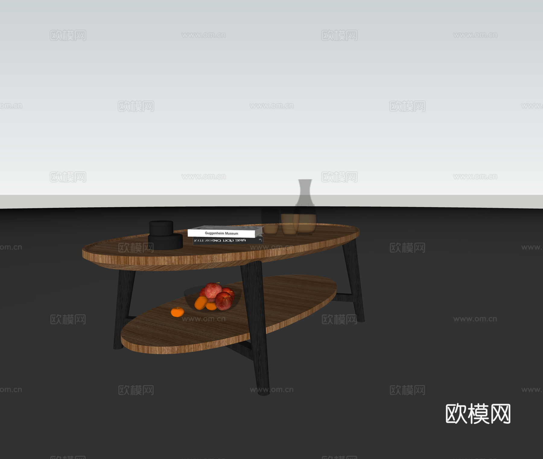 椭圆形茶几su模型下载