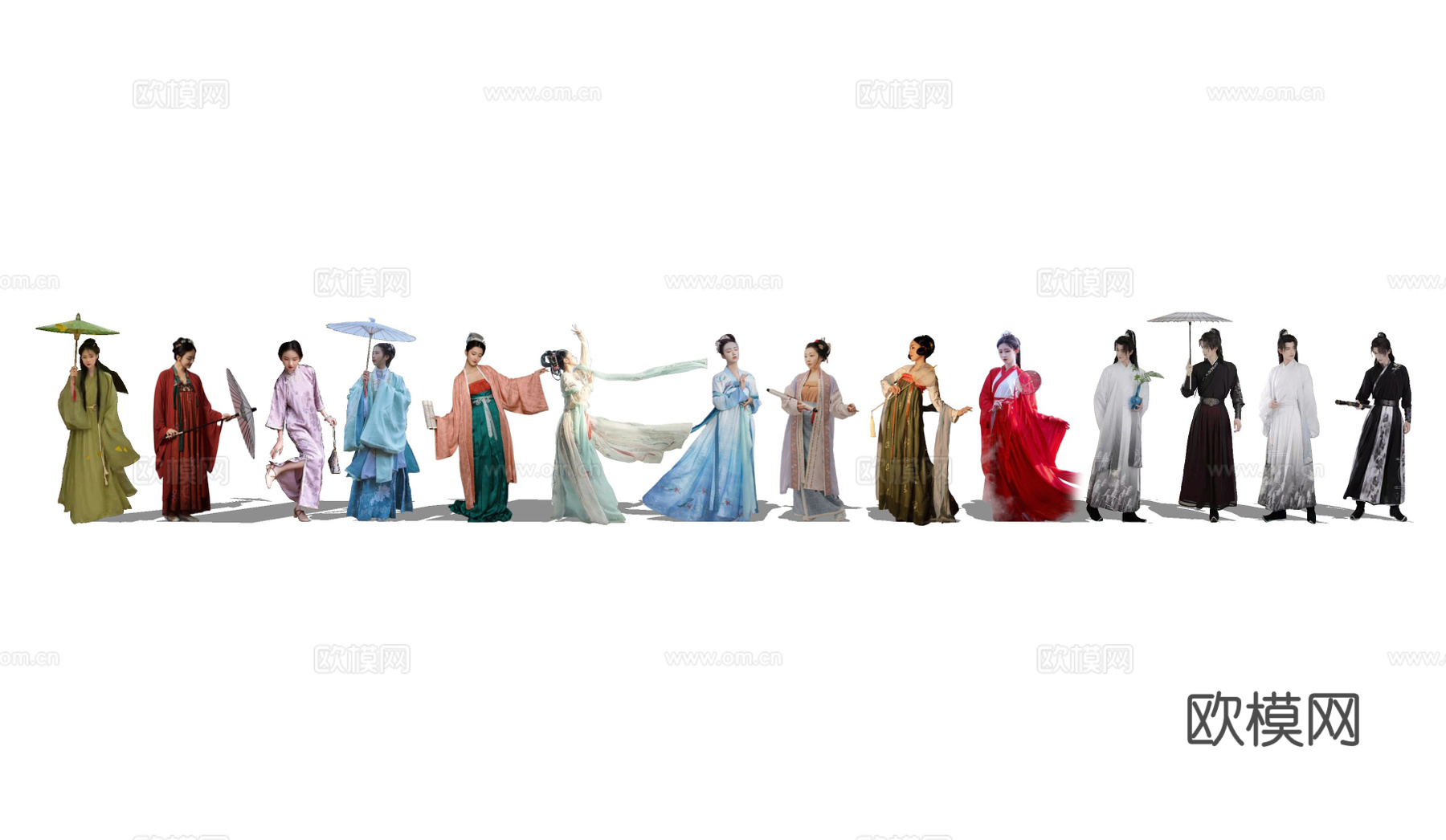 中式古风汉服人物女人男人su模型