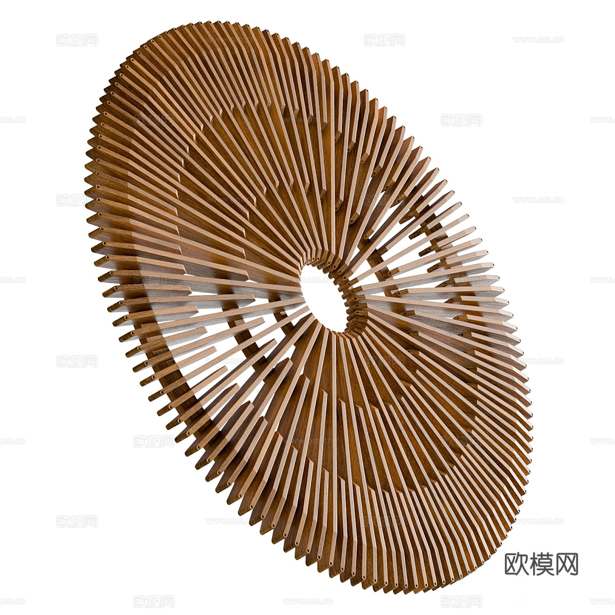 新中式 Cerchio 柚木墙架3d模型