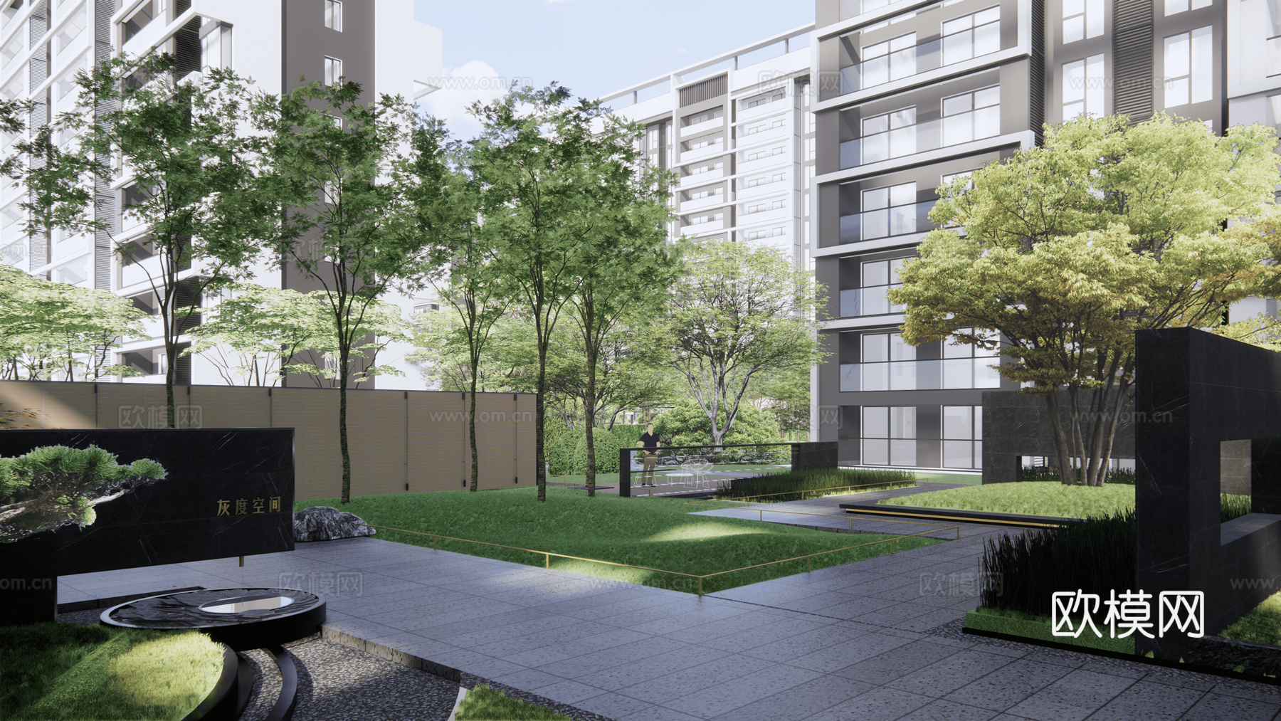现代住宅小区建筑外观su模型下载