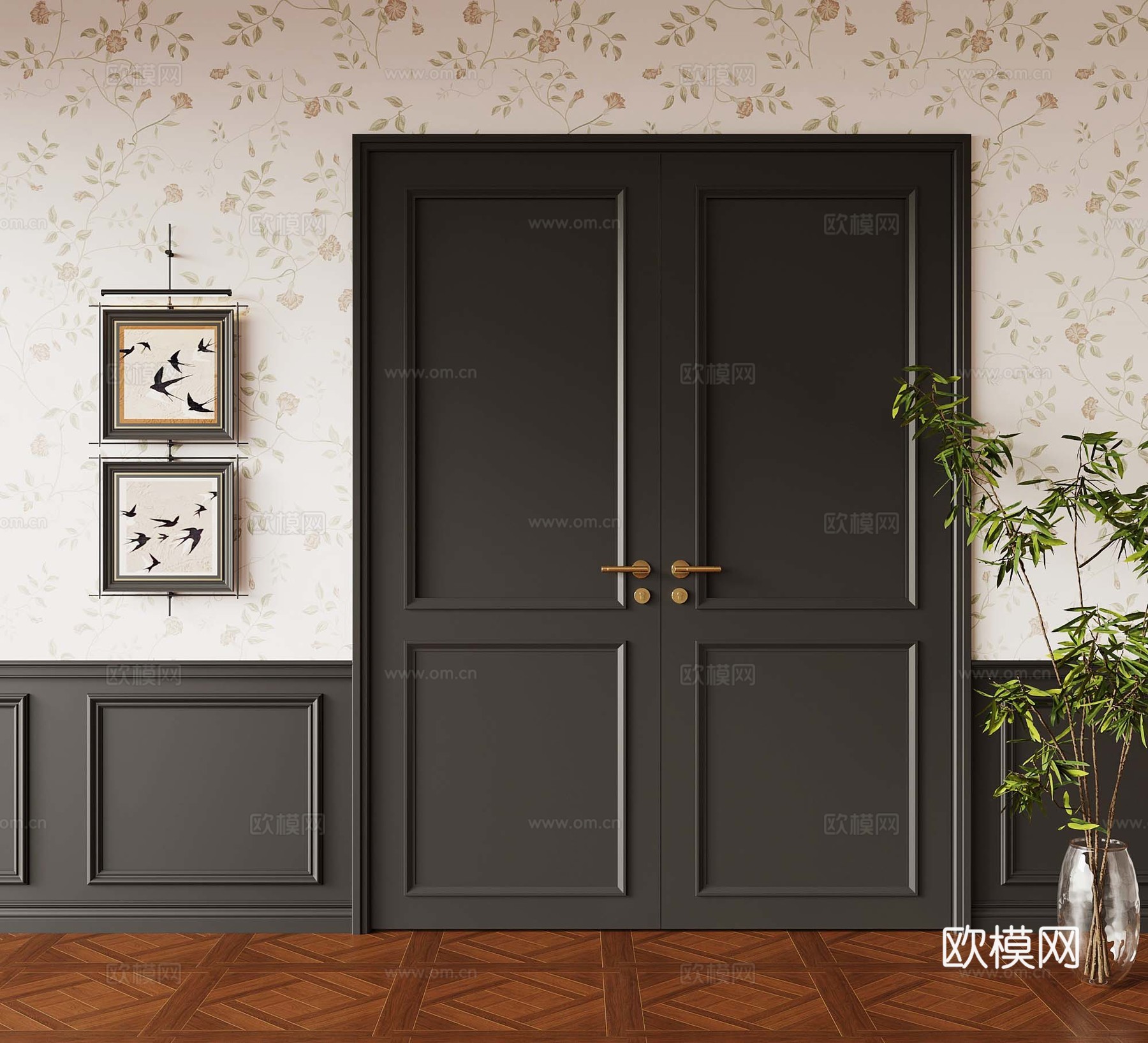 法式双开门3d模型