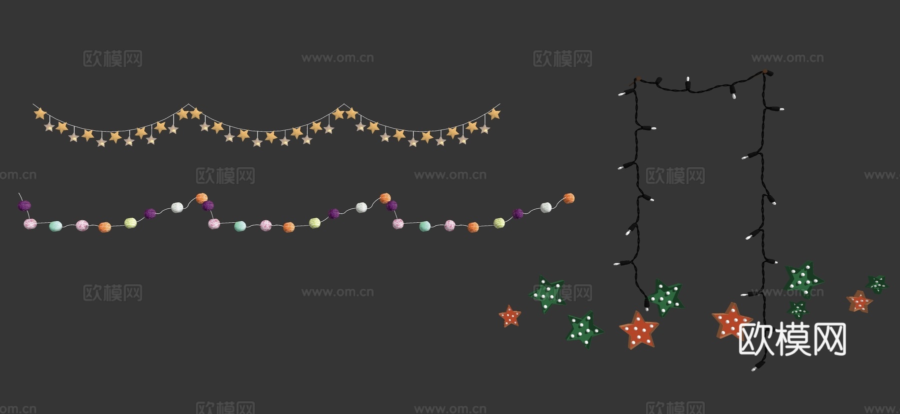现代商业街氛围灯 灯串 灯泡 彩灯 彩旗现代植草砖停车位 草坪su模型下载