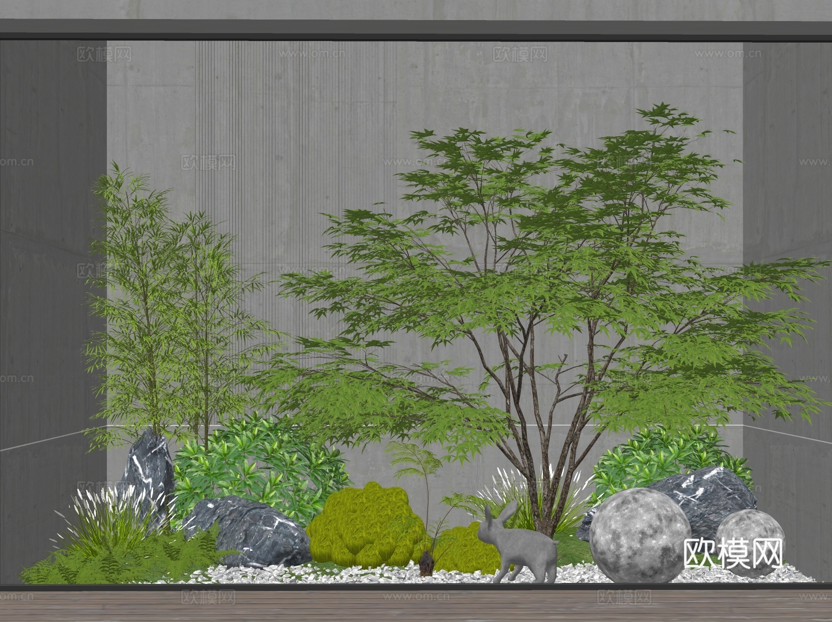 庭院小品 苔藓灌木 植物堆su模型下载