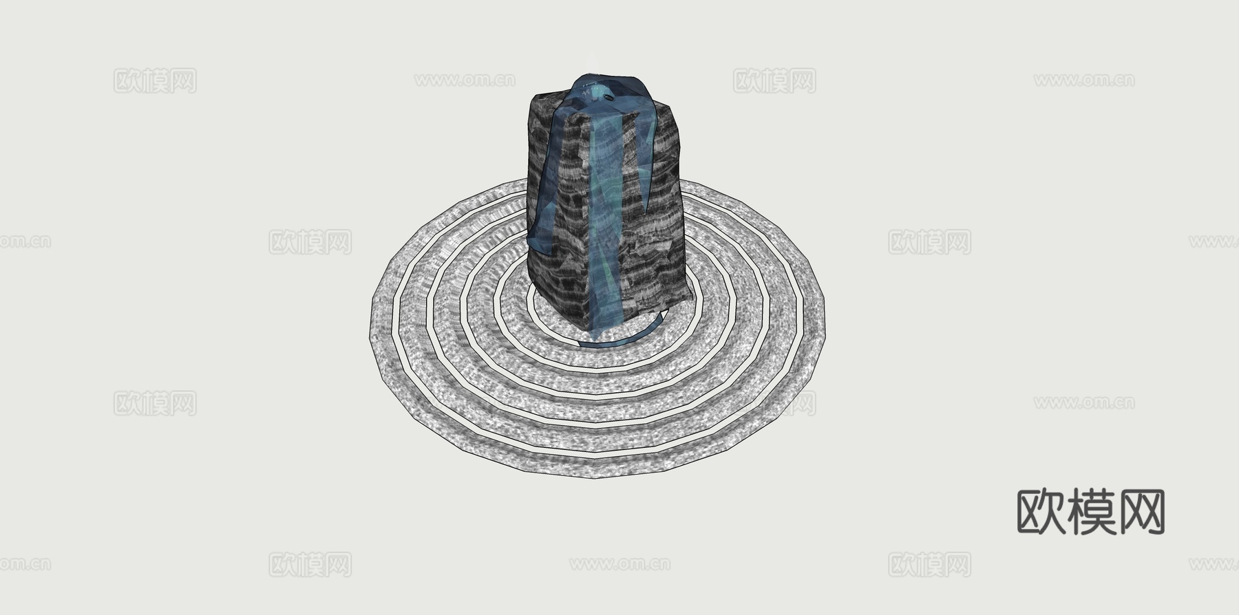 枯山水 旱景 禅意景观 庭院小品su模型下载