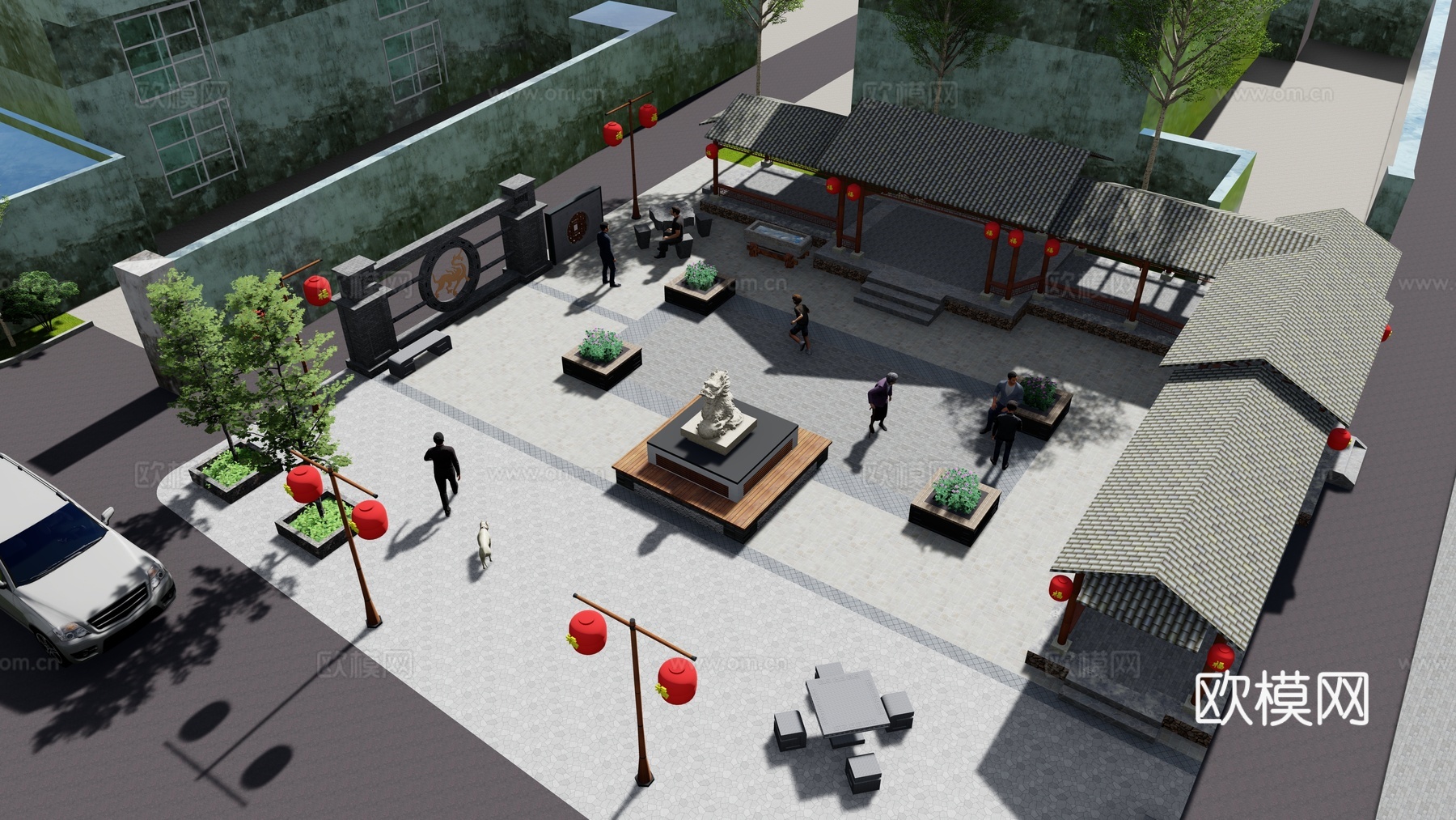 乡村公园景观su模型下载