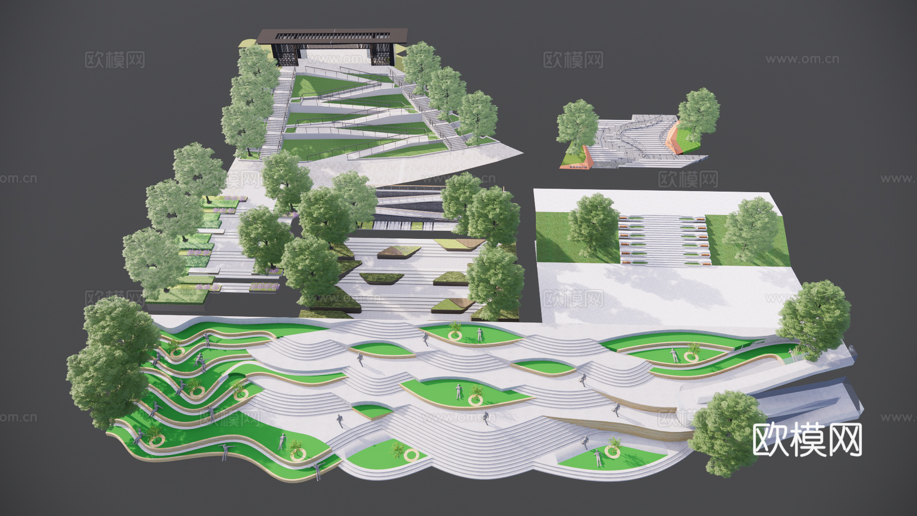阶梯景观 景观楼梯su模型下载