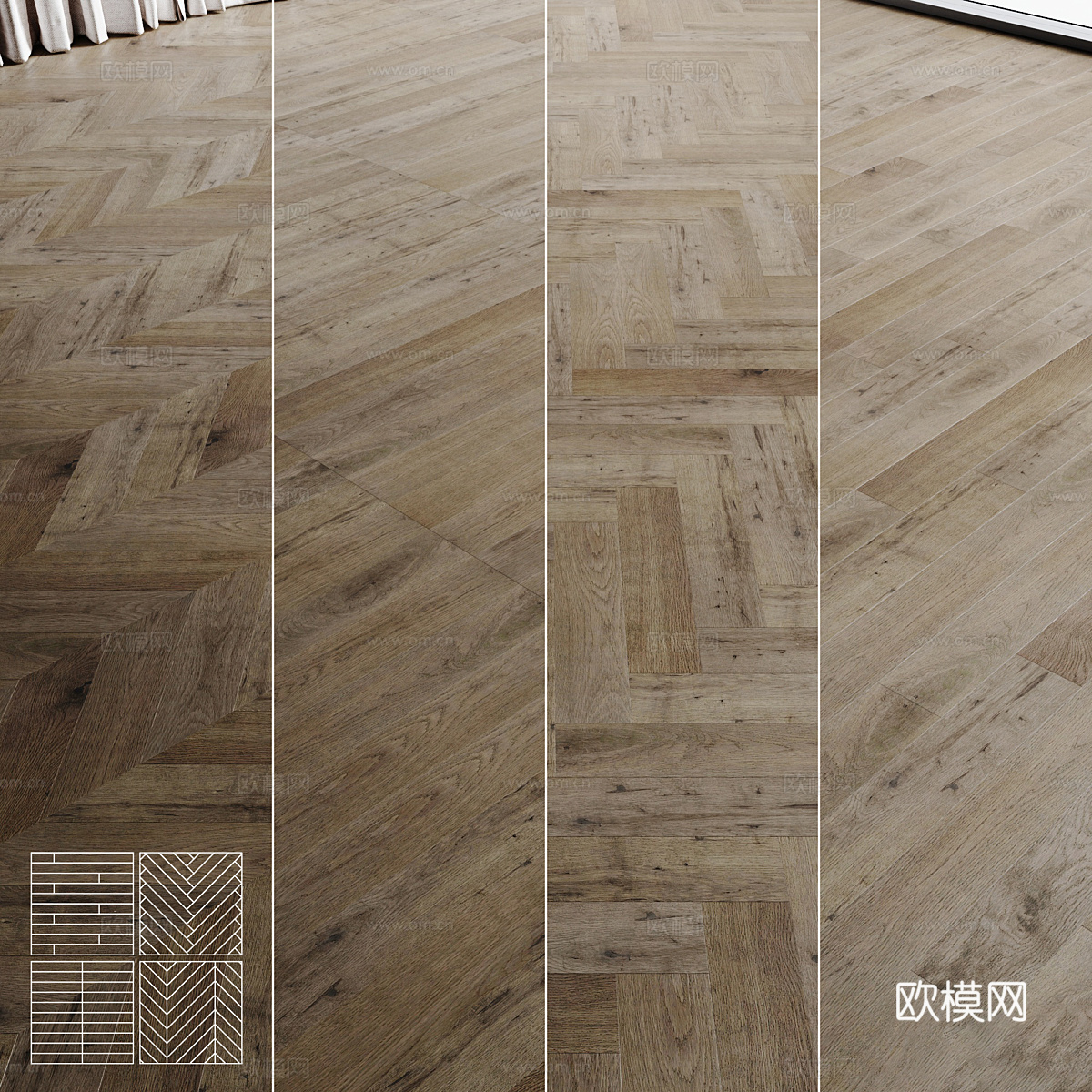 现代侘寂木地板材质3d模型