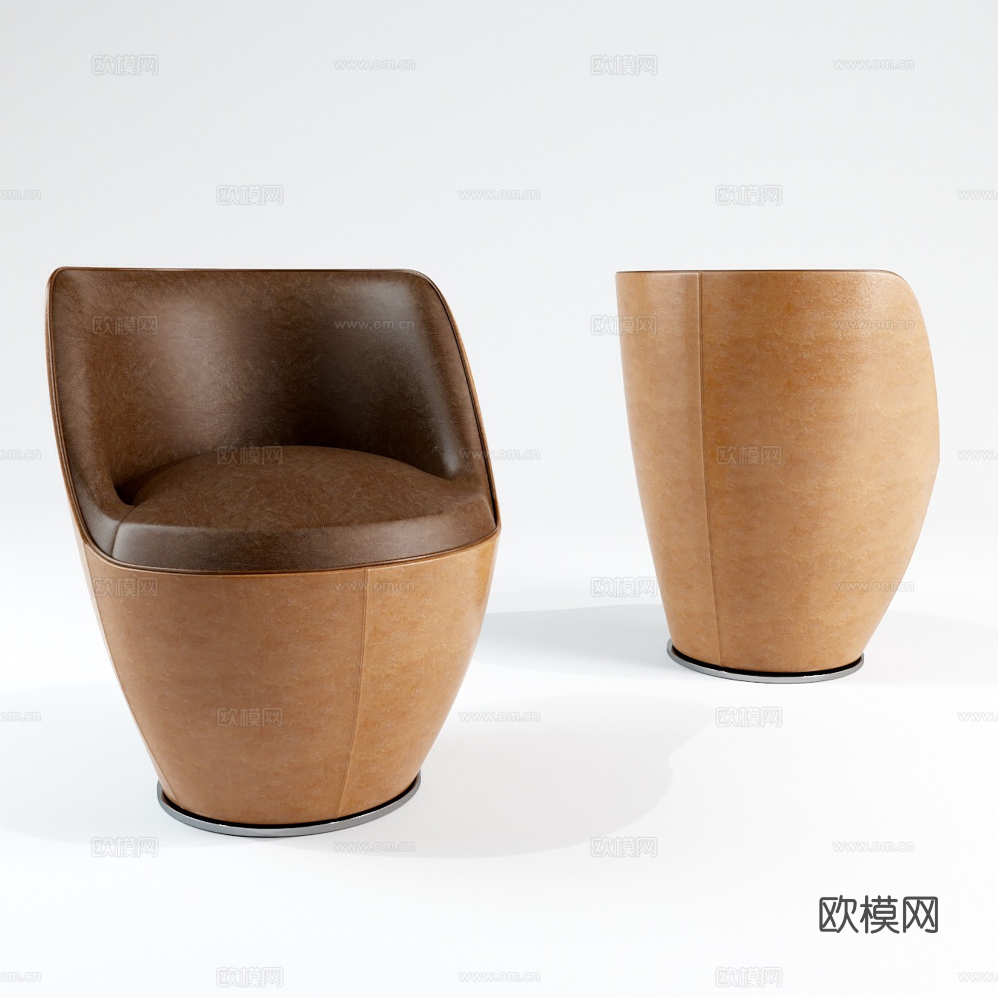中古风休闲椅 皮椅 餐椅 单椅3d模型