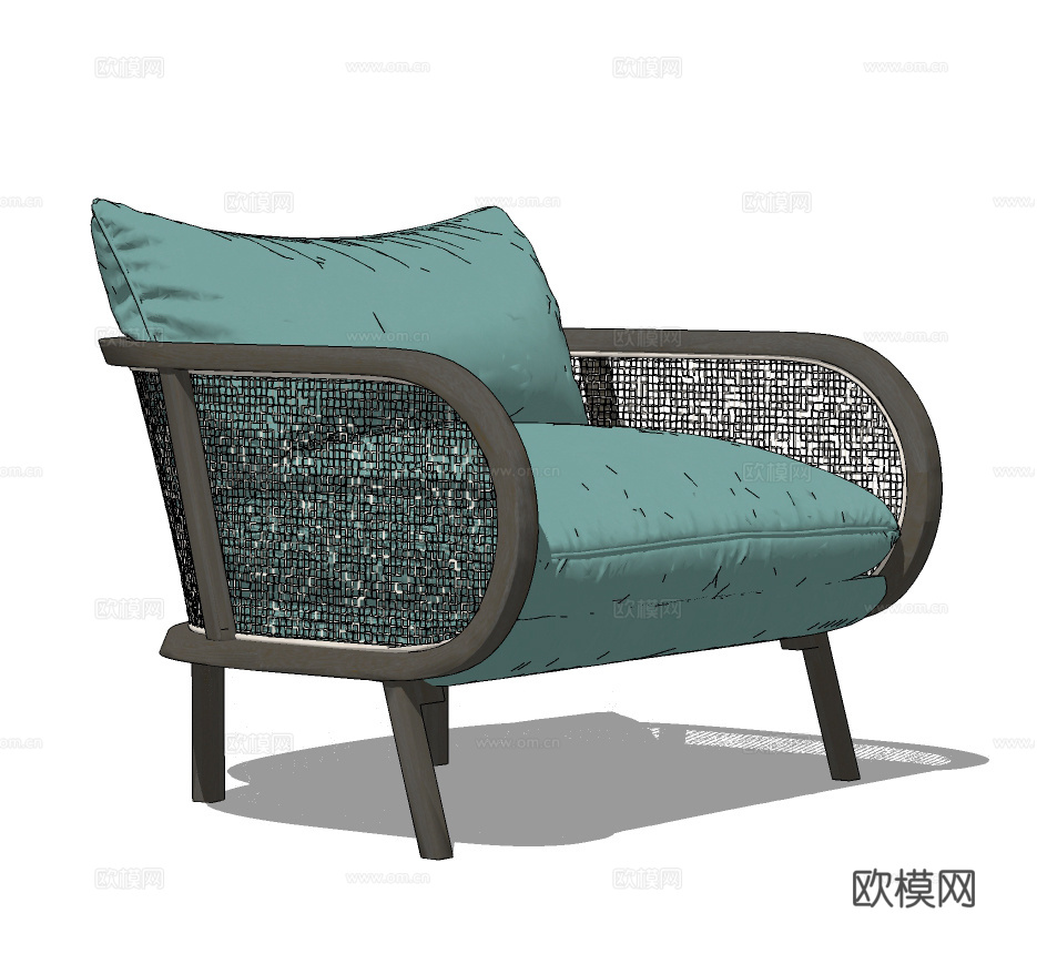 现代藤编休闲椅su模型下载