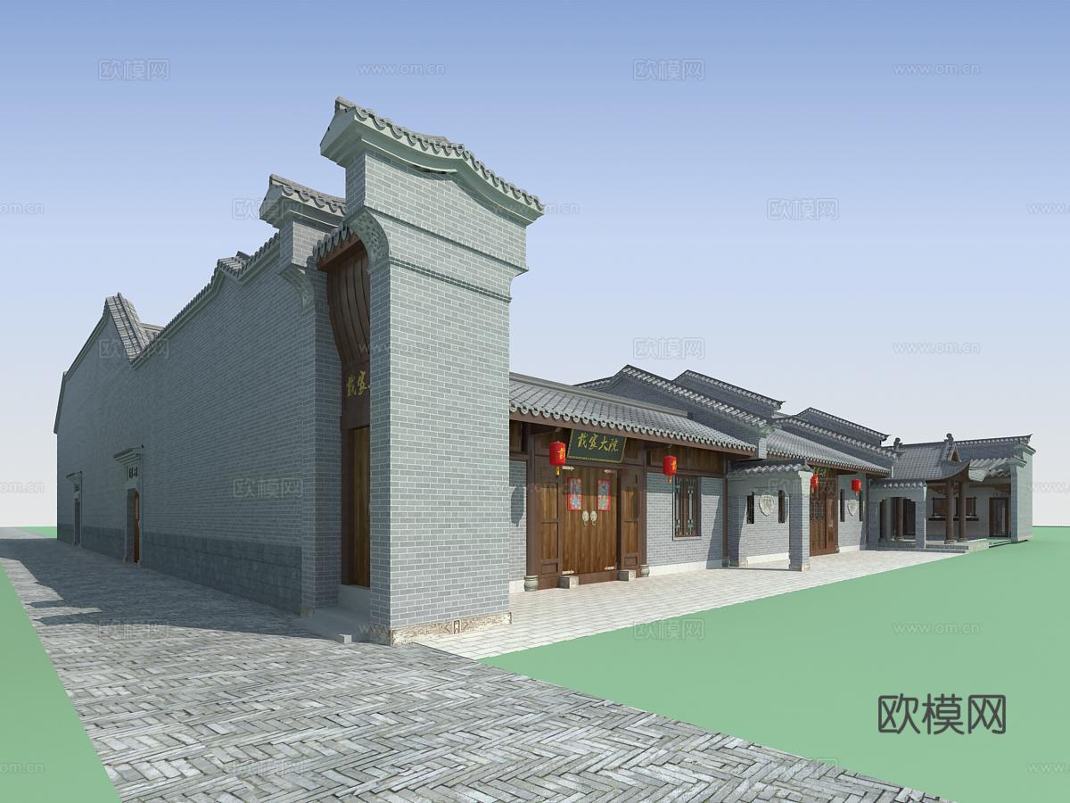 新中式大院四合院3d模型