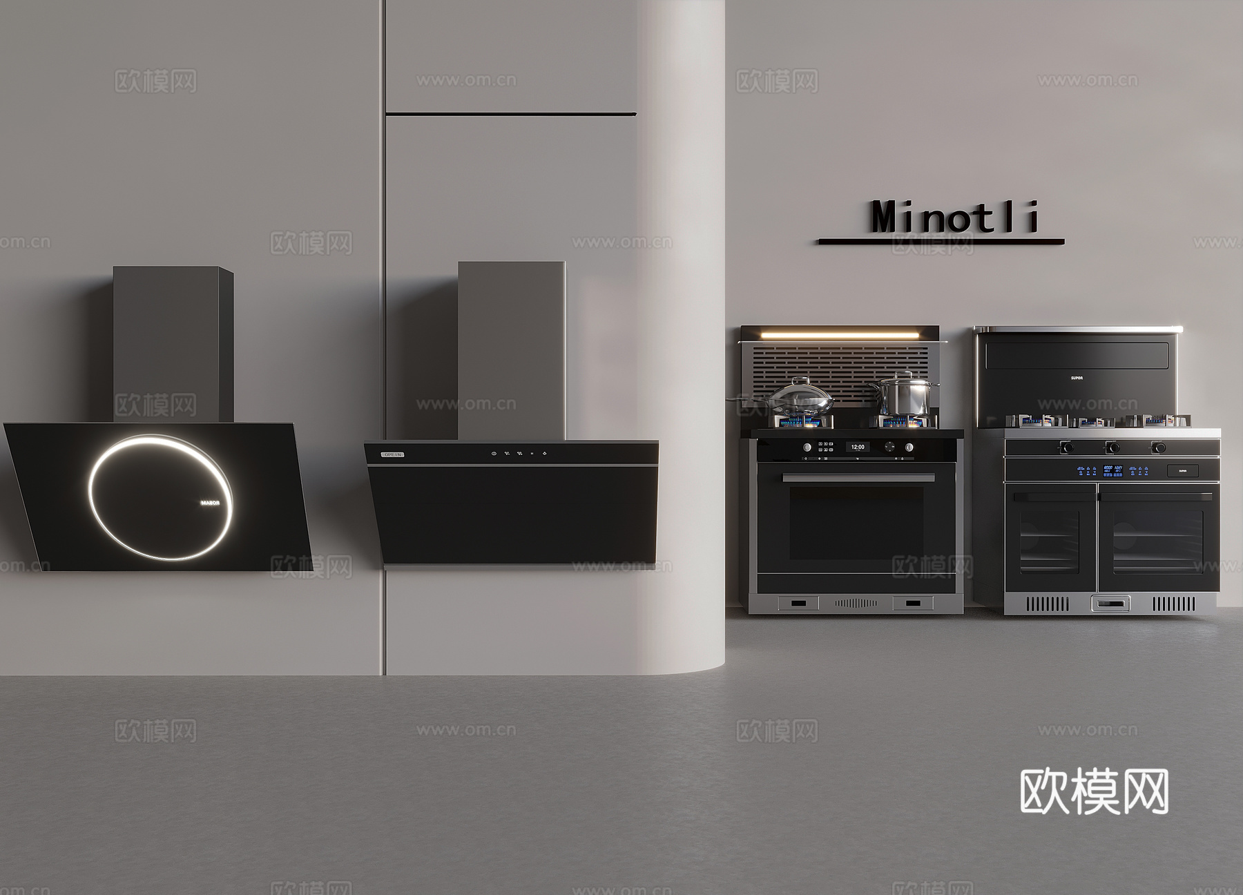 家用电器 抽烟机 灶台3d模型