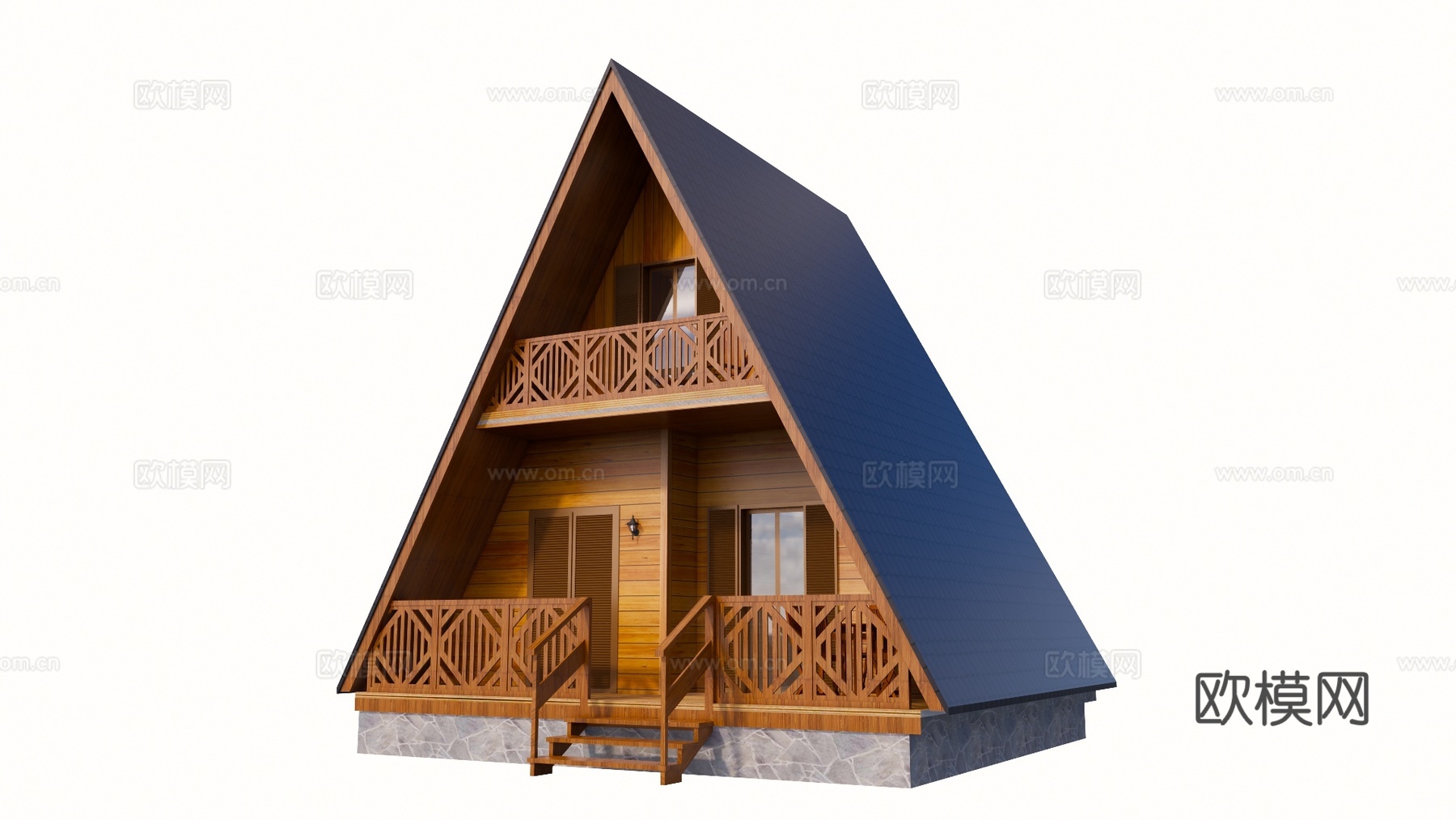 现代木屋建筑外观su模型下载