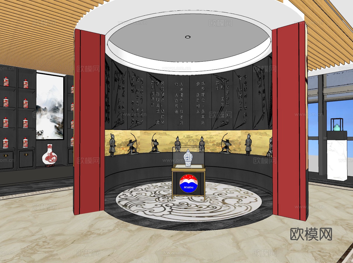 现代茅台白酒展厅su模型下载