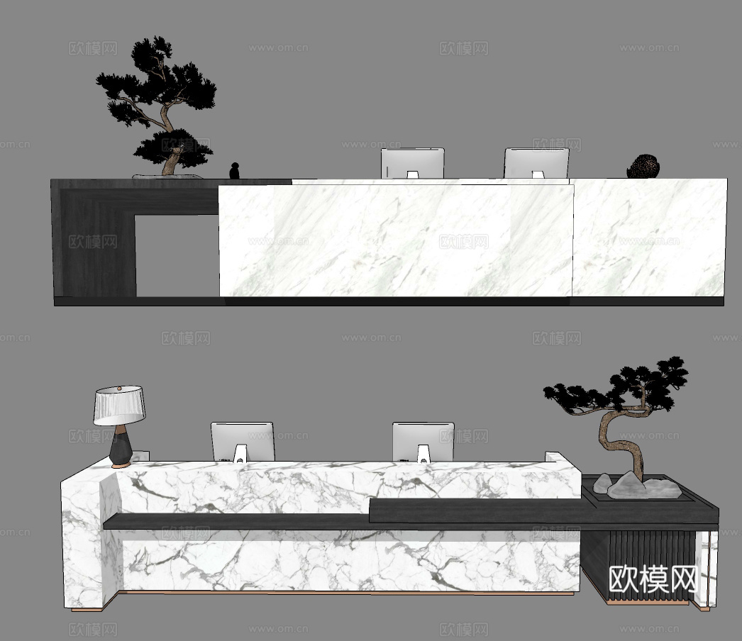 现代轻奢接待台su模型下载