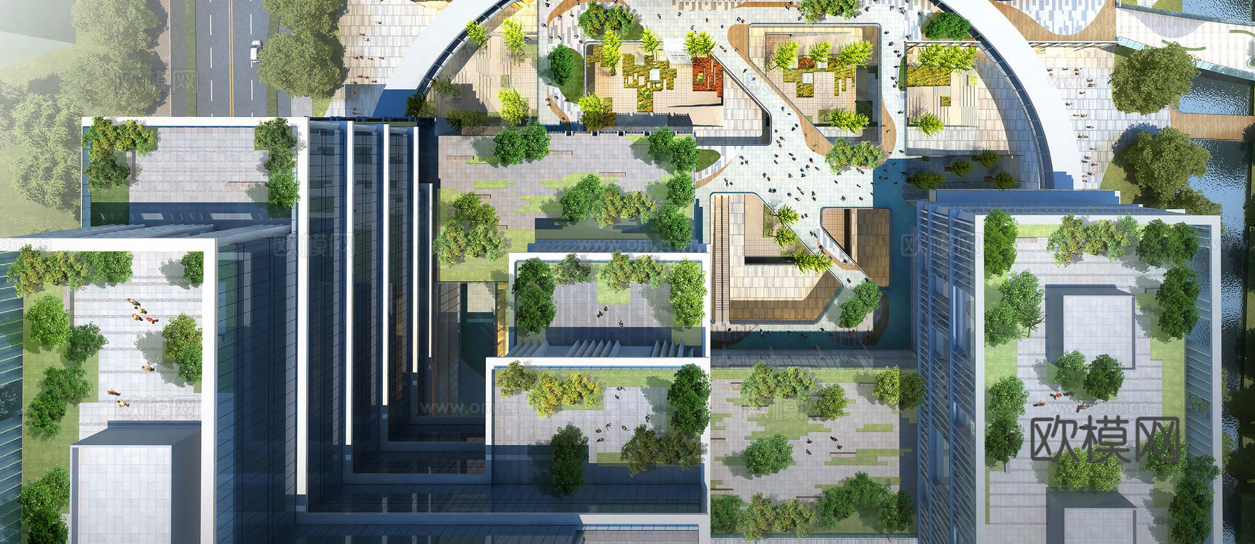 现代工业园建筑外观su模型下载