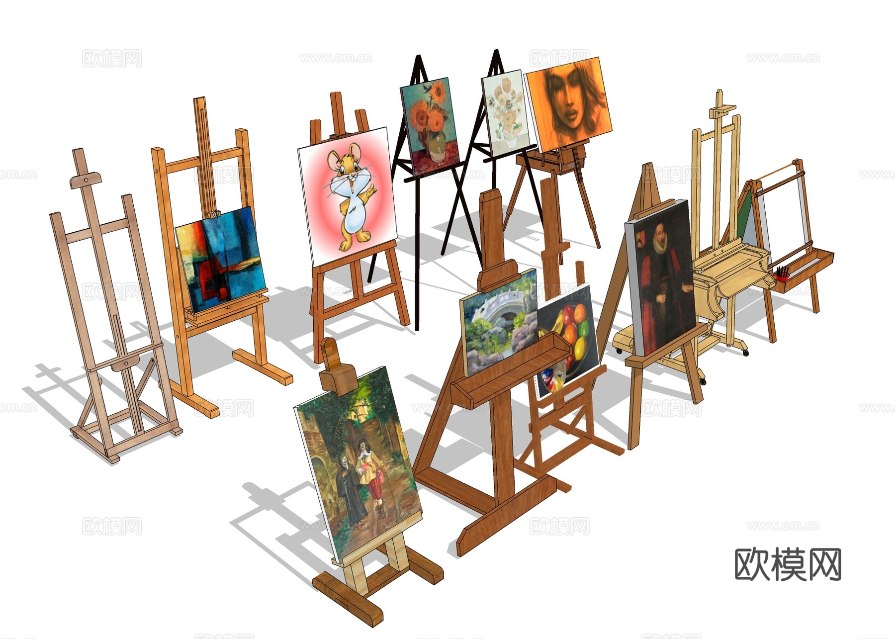 木板画架 绘画架su模型下载