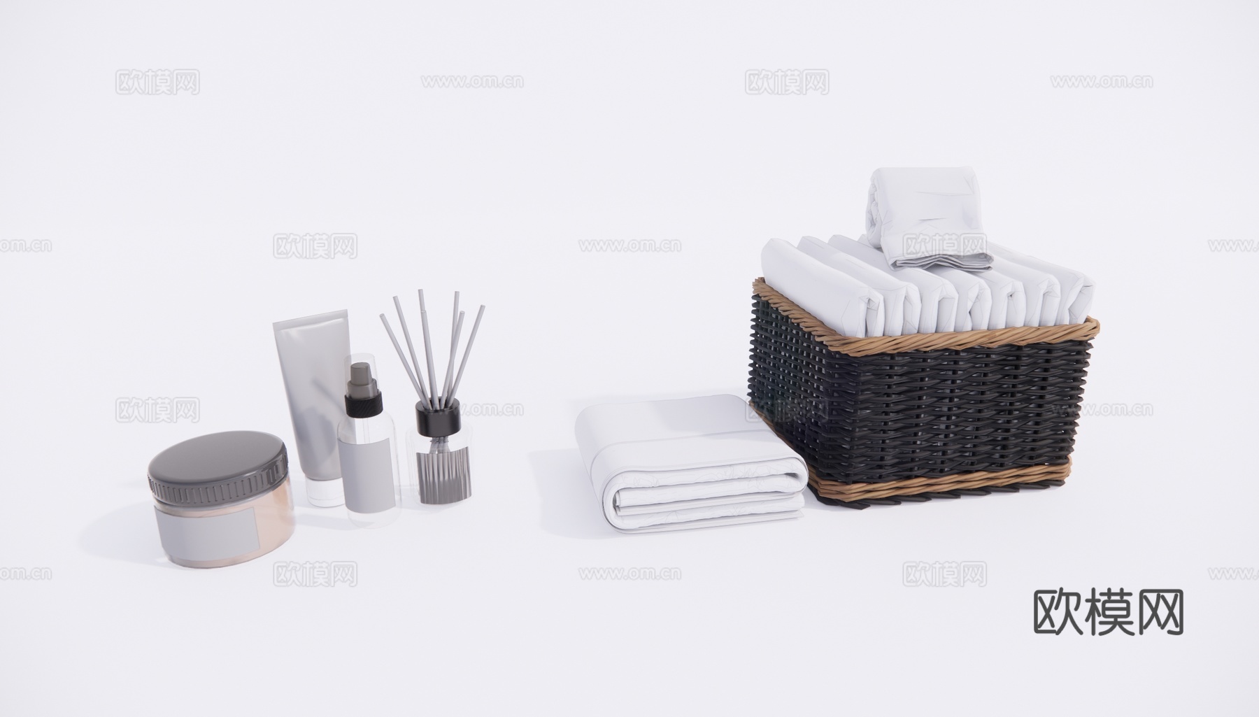 现代毛巾洗浴用品su模型下载