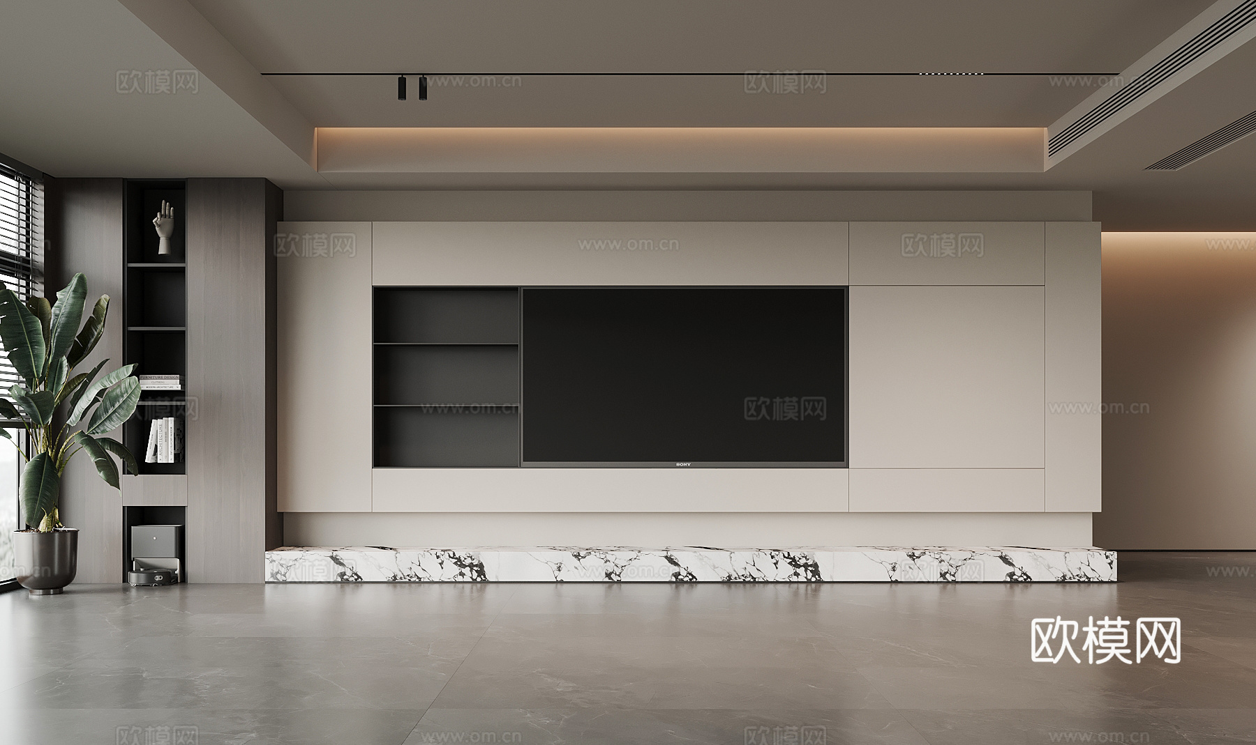 现代意式电视背景墙3d模型