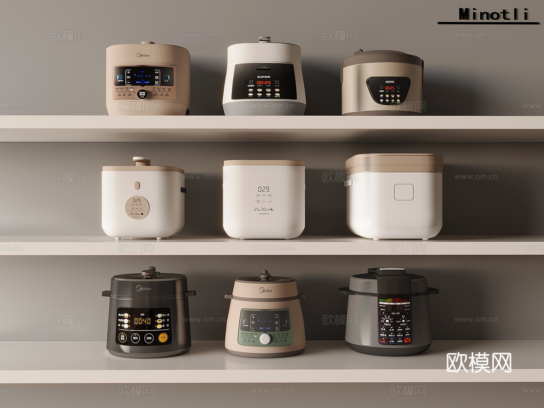 现代电饭锅电饭煲 煮饭锅 电压力锅 电炖锅3d模型