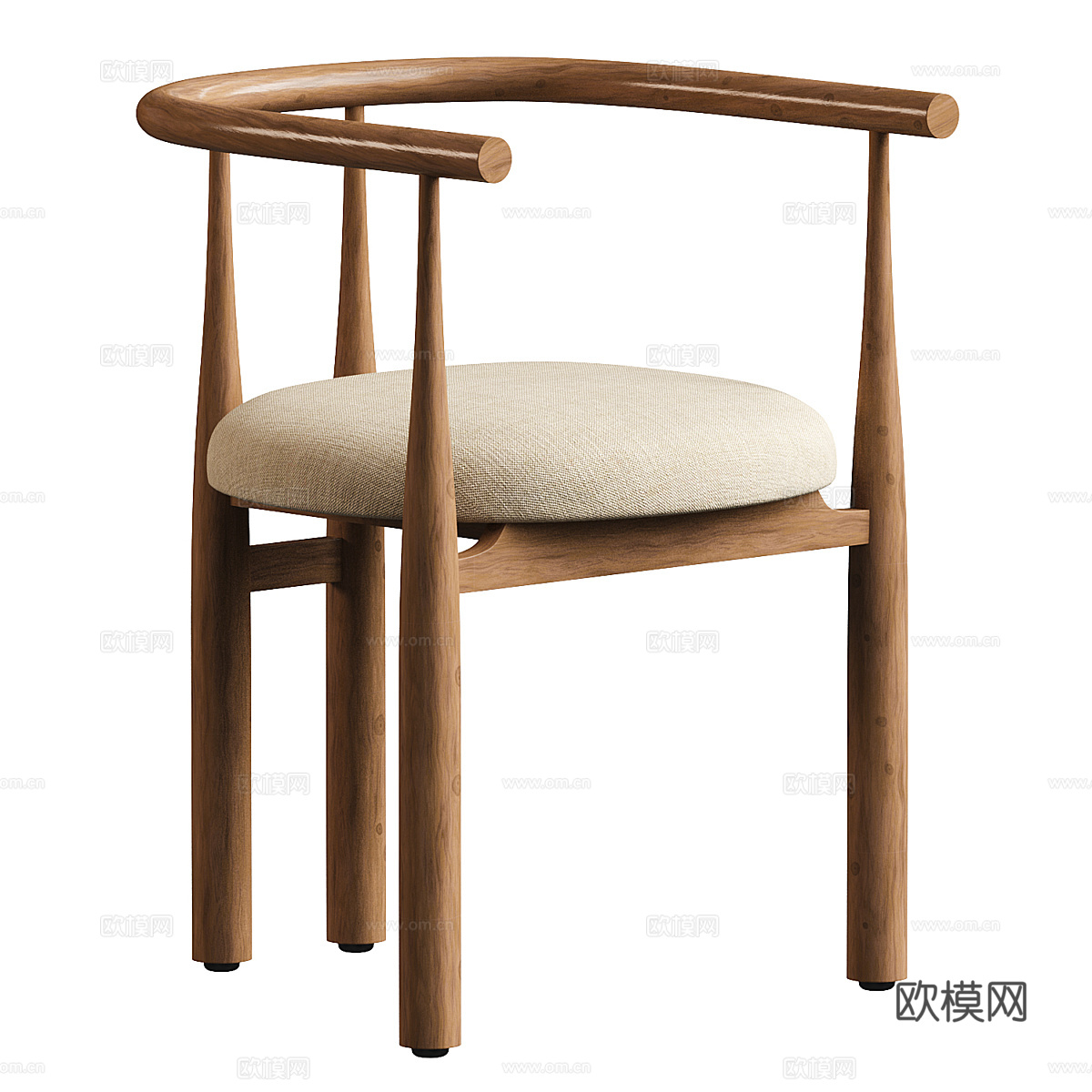 新中式木质单椅3d模型