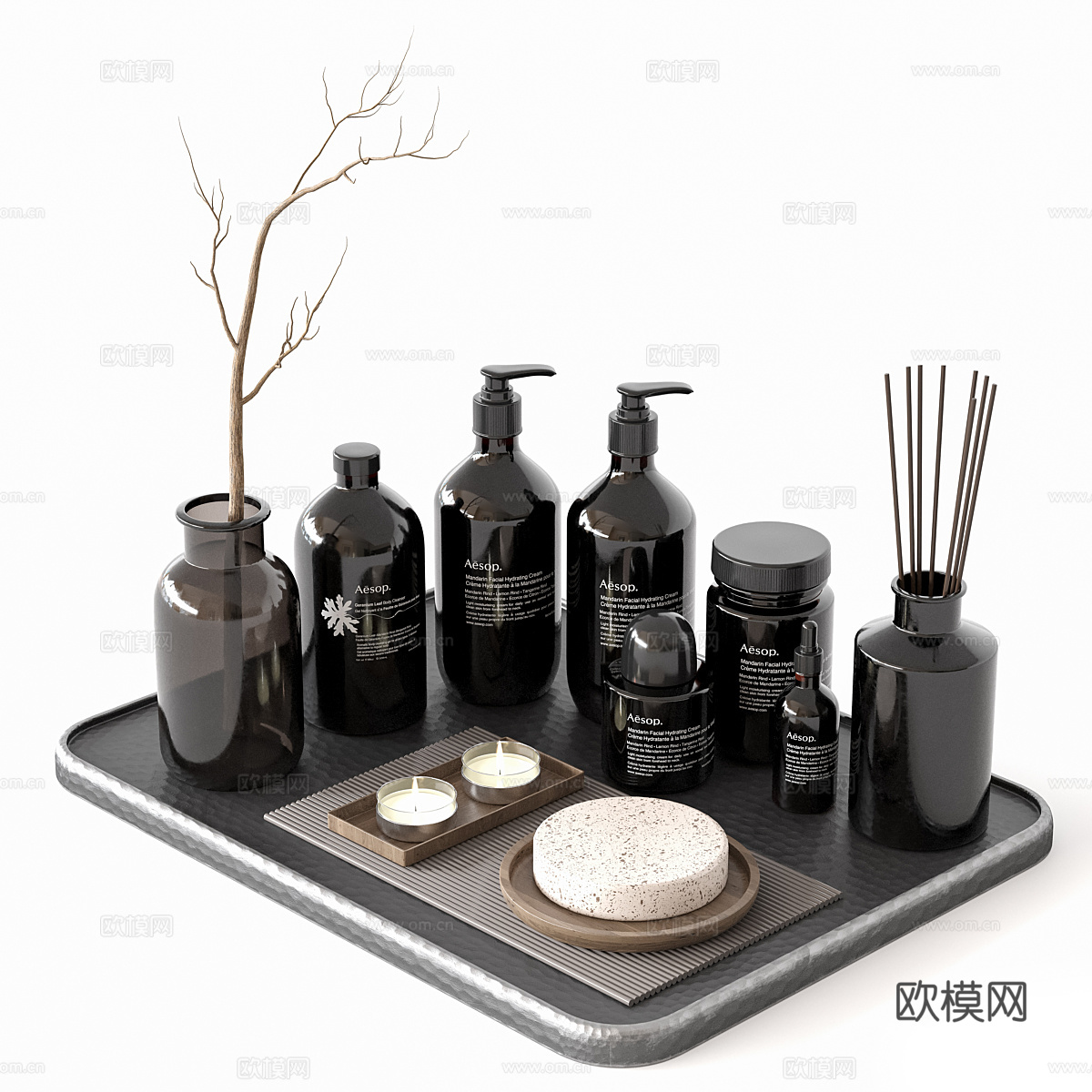 现代卫浴洗护用品套装3d模型