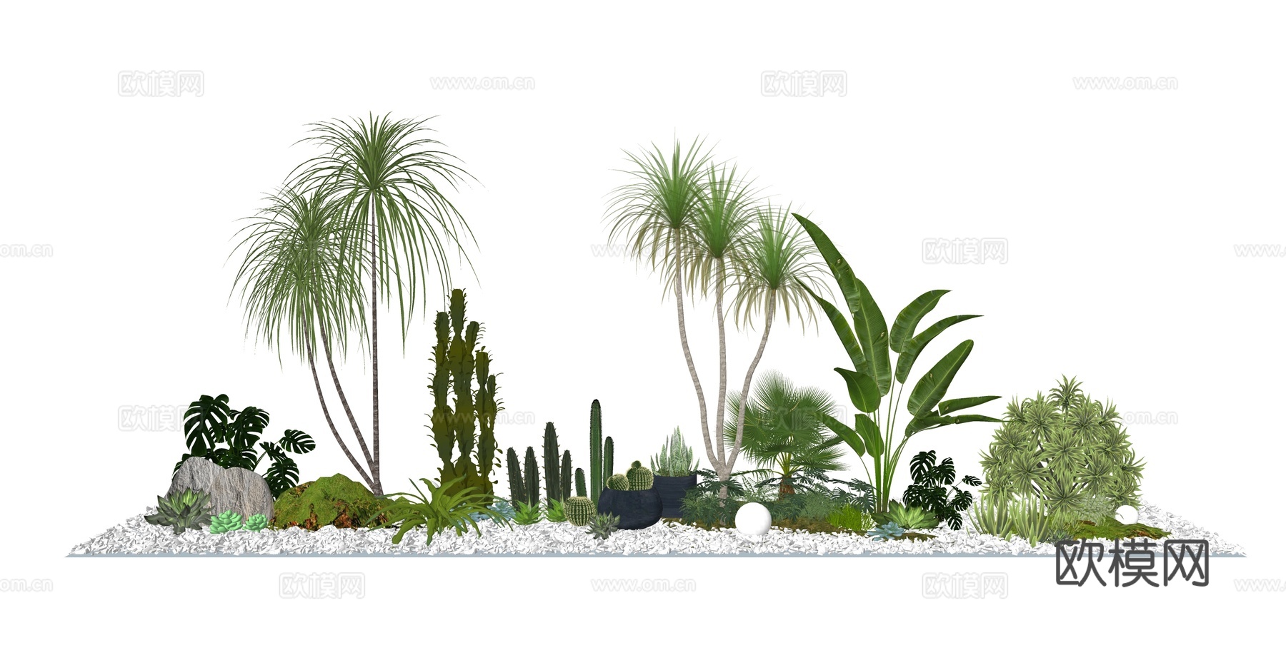 现代绿植小品su模型下载