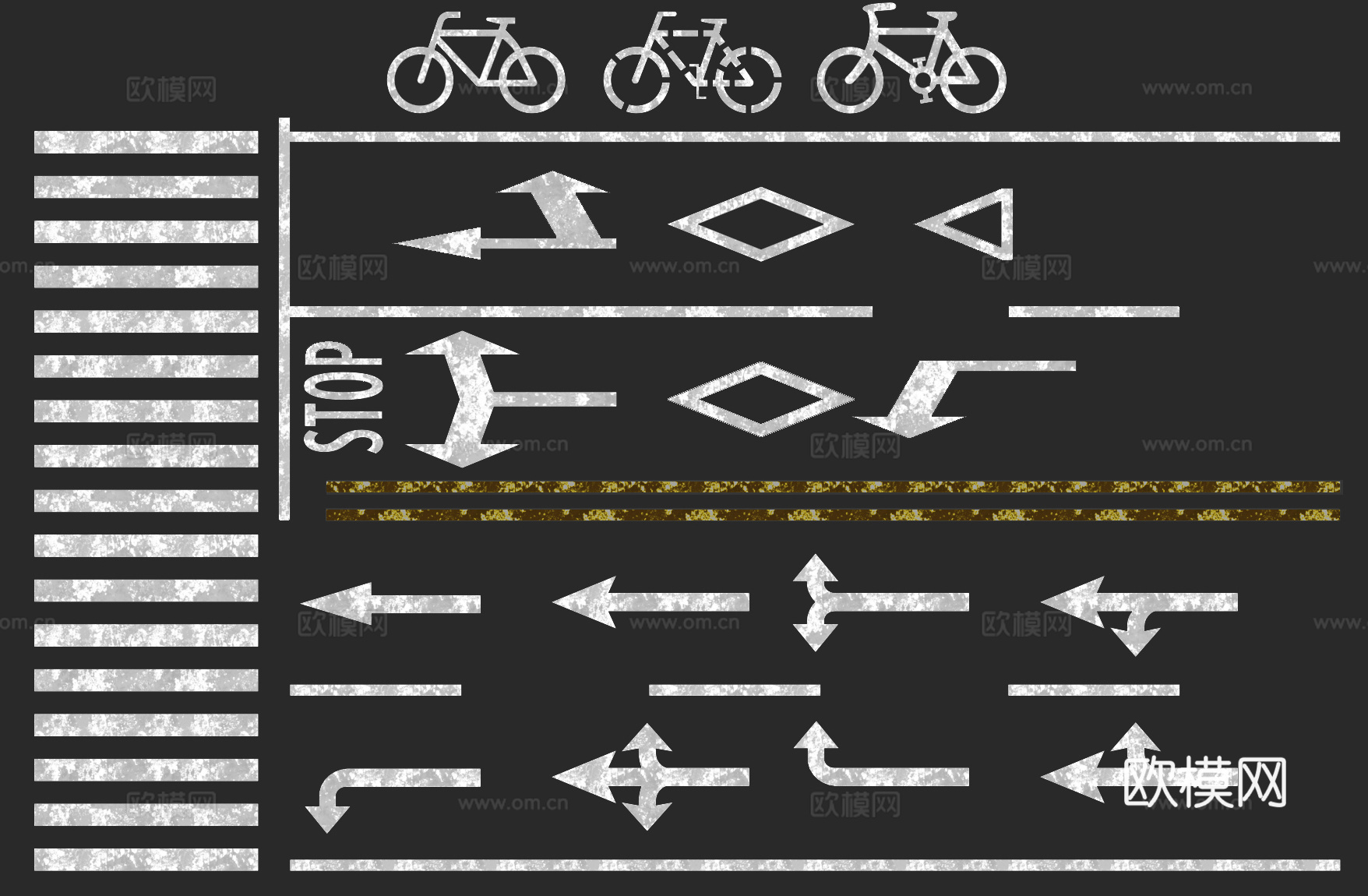 现代道路标线斑马线su模型下载