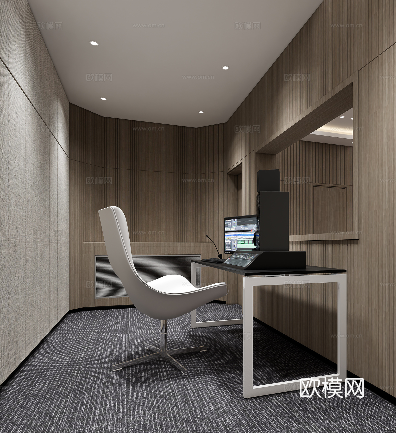 现代录音室su模型下载