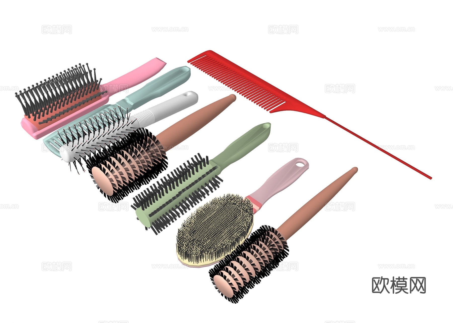 卷发梳 梳子头梳su模型下载下载（渲染图2）