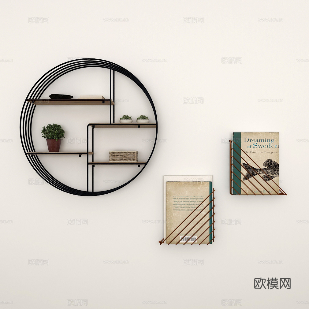 北欧现代装饰架组合3d模型