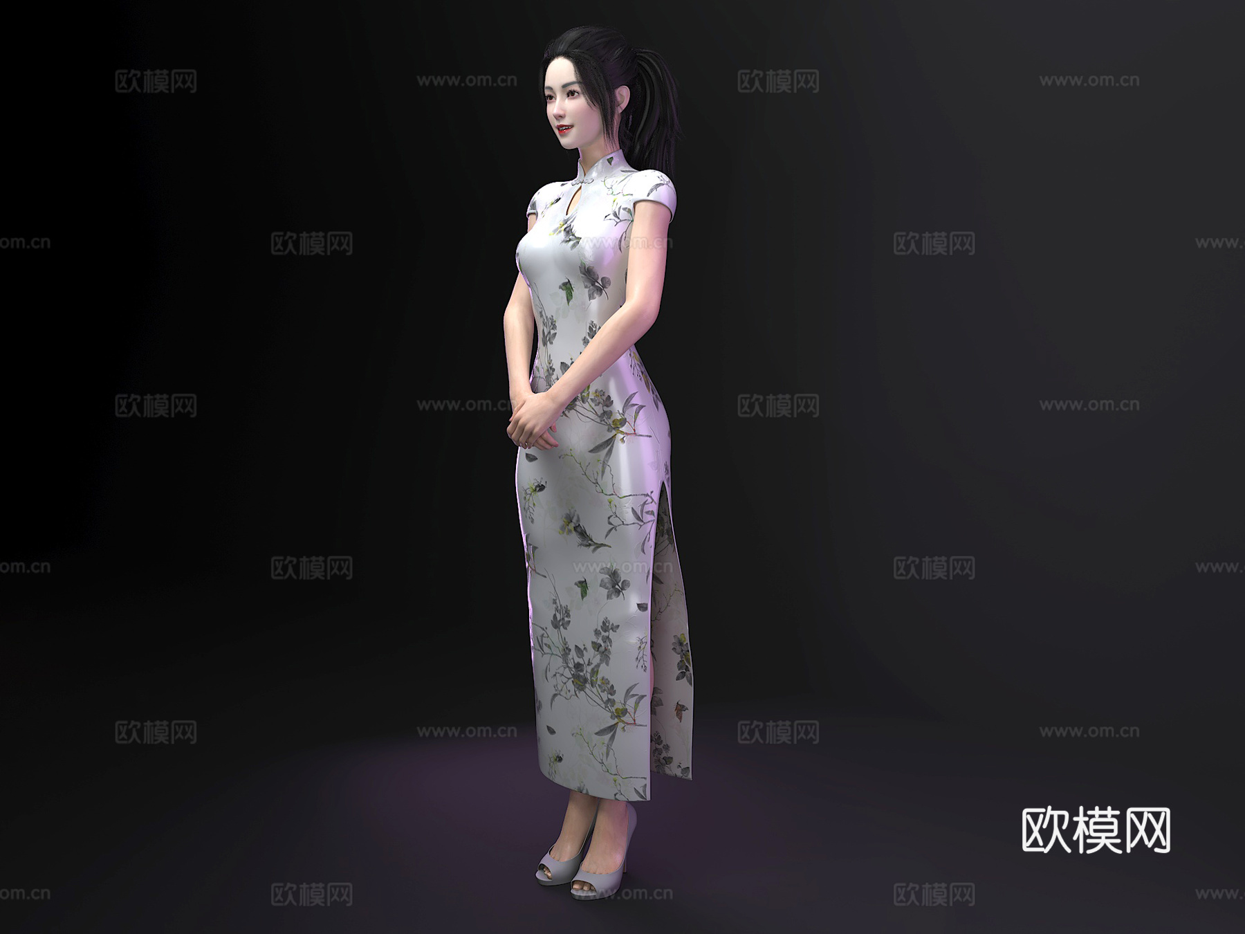 旗袍亚洲女人 民国女性美女 卡通动漫女生人物 模特小姐姐3d模型