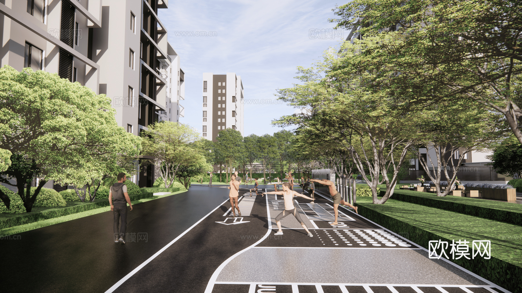 现代住宅小区建筑外观su模型下载