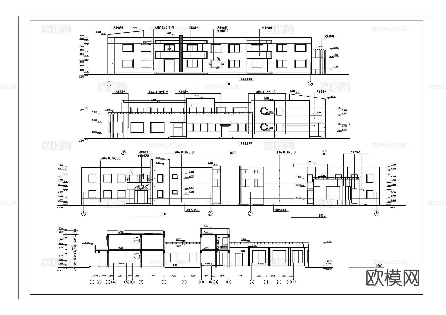 六班幼儿园建筑图cad施工图
