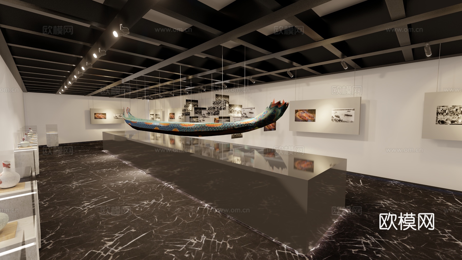 现代瓷器展厅su模型下载