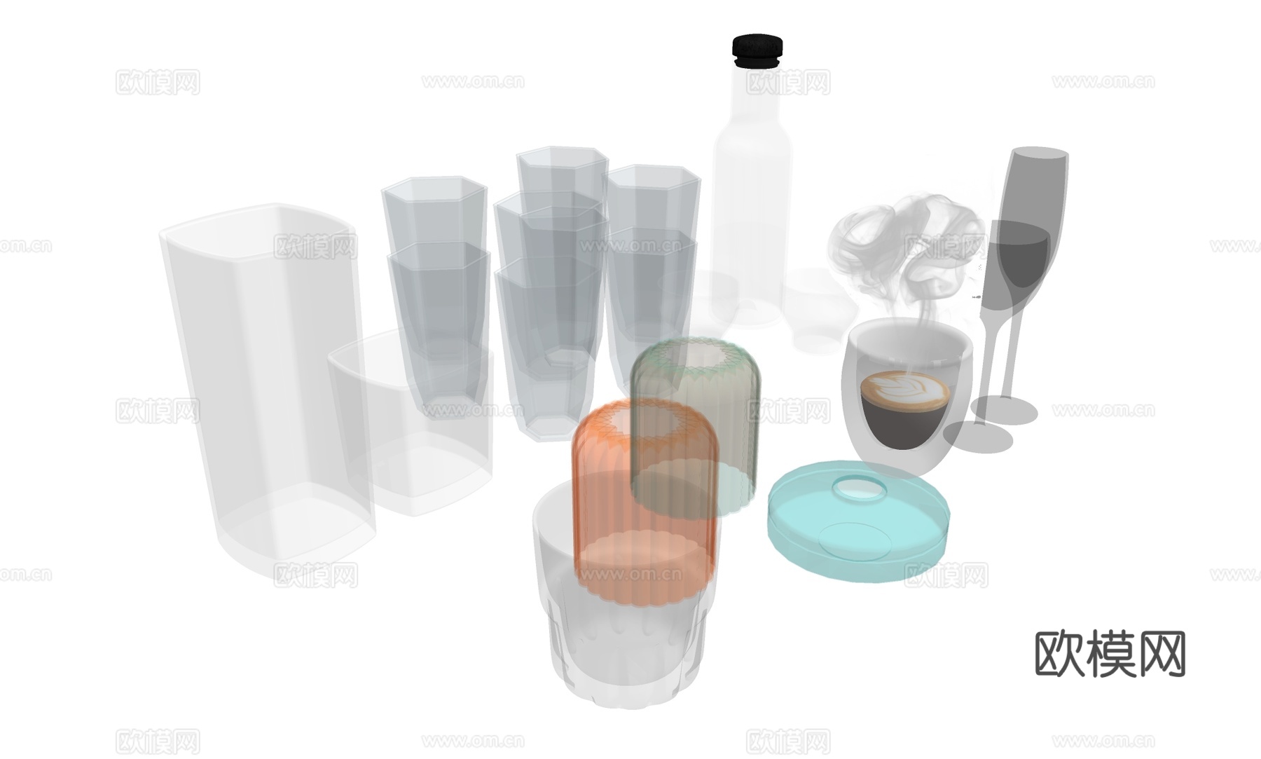 玻璃水杯 透明酒杯 茶具su模型下载
