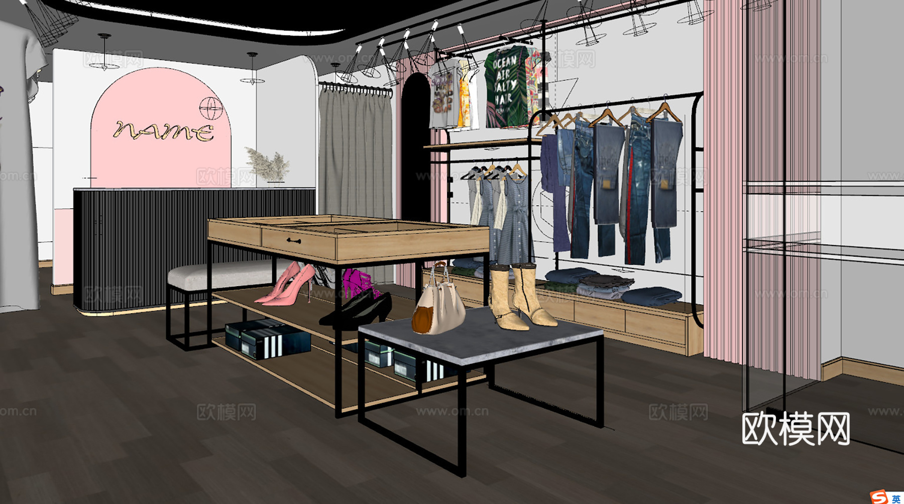 现代服装专卖店su模型下载