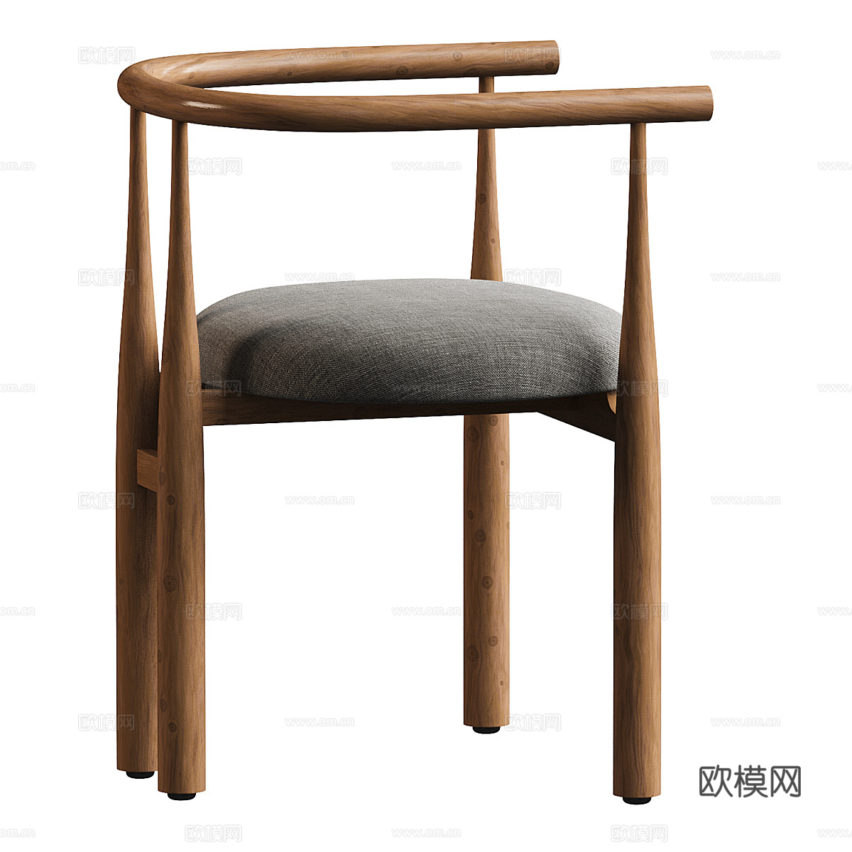 新中式木质单椅3d模型
