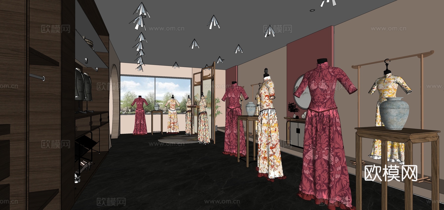 现代婚纱服饰店su模型下载