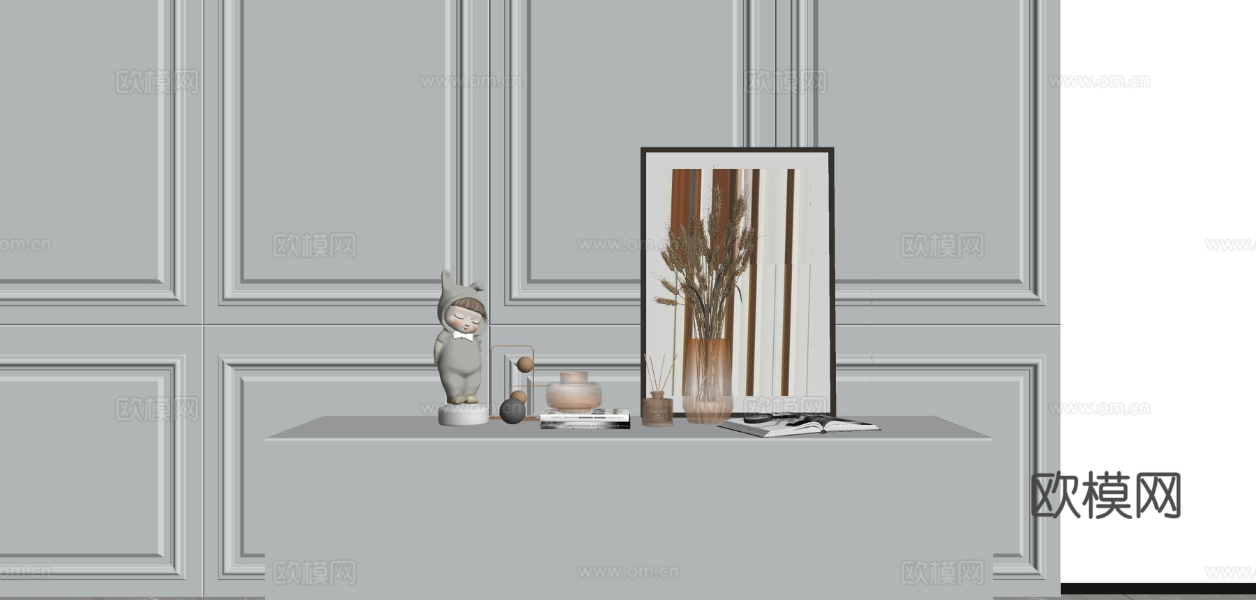 现代插花装饰画摆件su模型下载