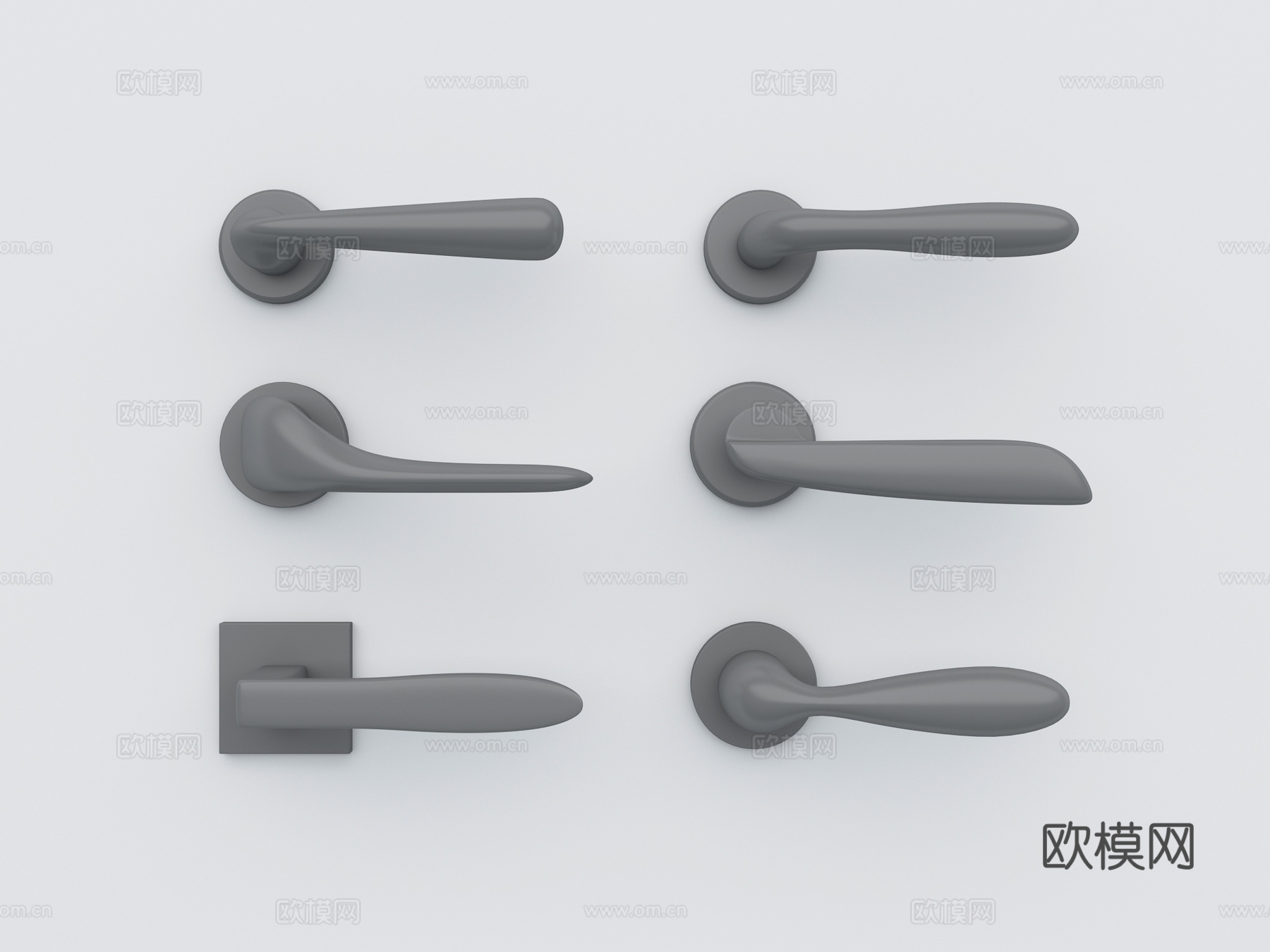 现代门把手 简约门把手 灰色门把手3d模型