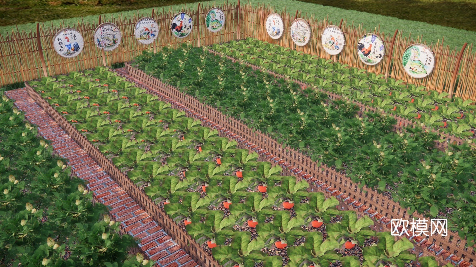 现代景观菜园菜地 一米菜园 幼儿园种植区 蔬菜种植箱 野趣菜园 共享农场 庭院景观su模型下载