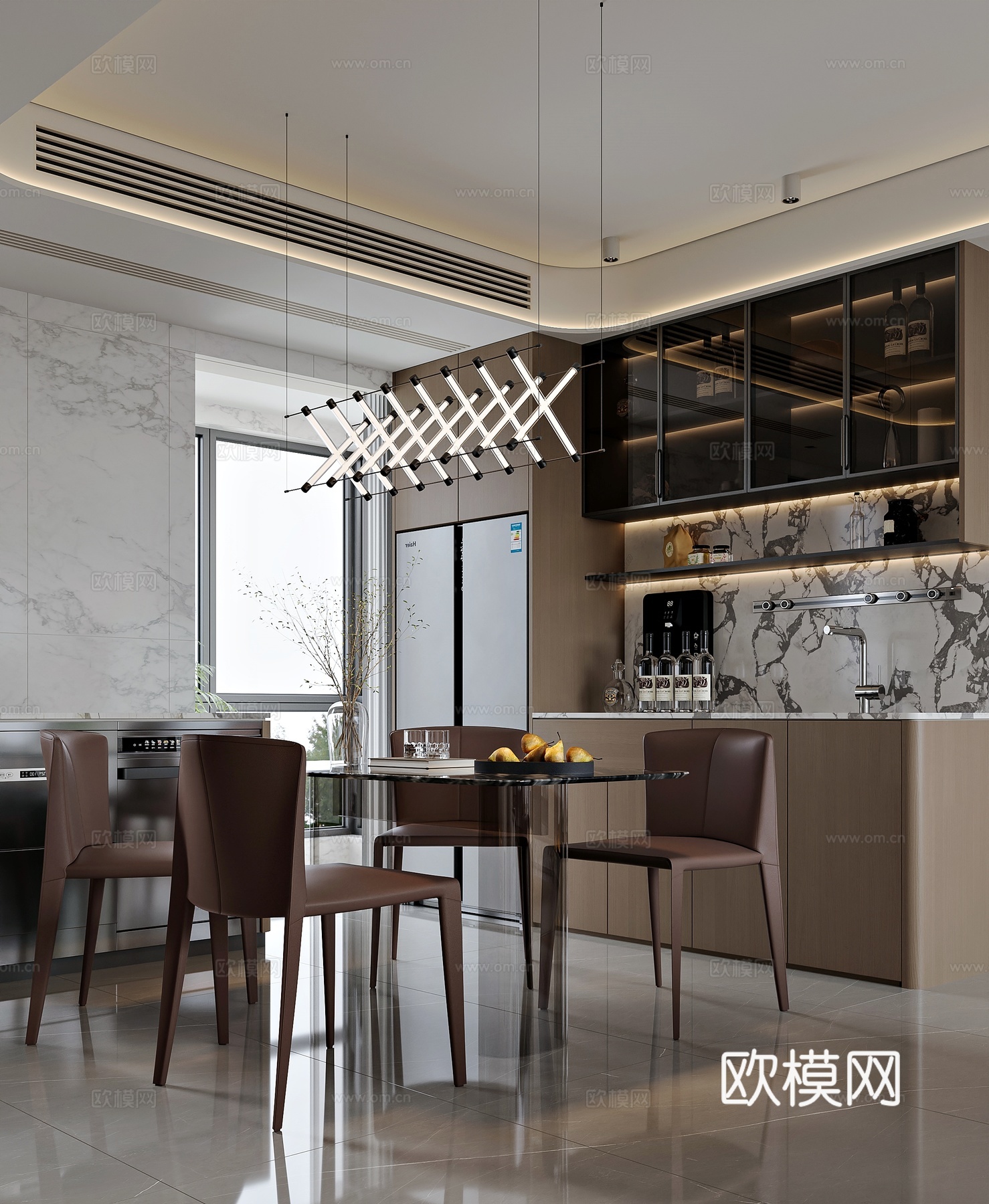 现代风格家居客厅 餐厅3d模型