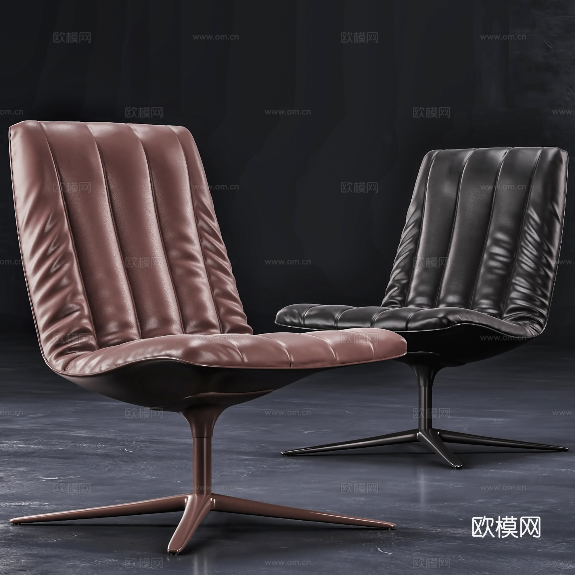 现代休闲椅 皮椅 办公椅 培训椅3d模型