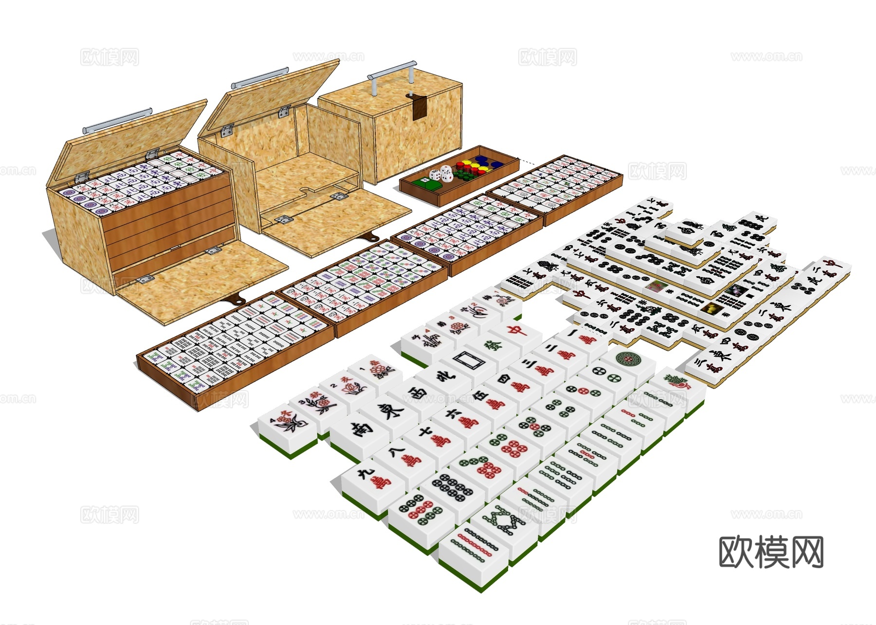麻将棋牌 卡牌桌游su模型下载